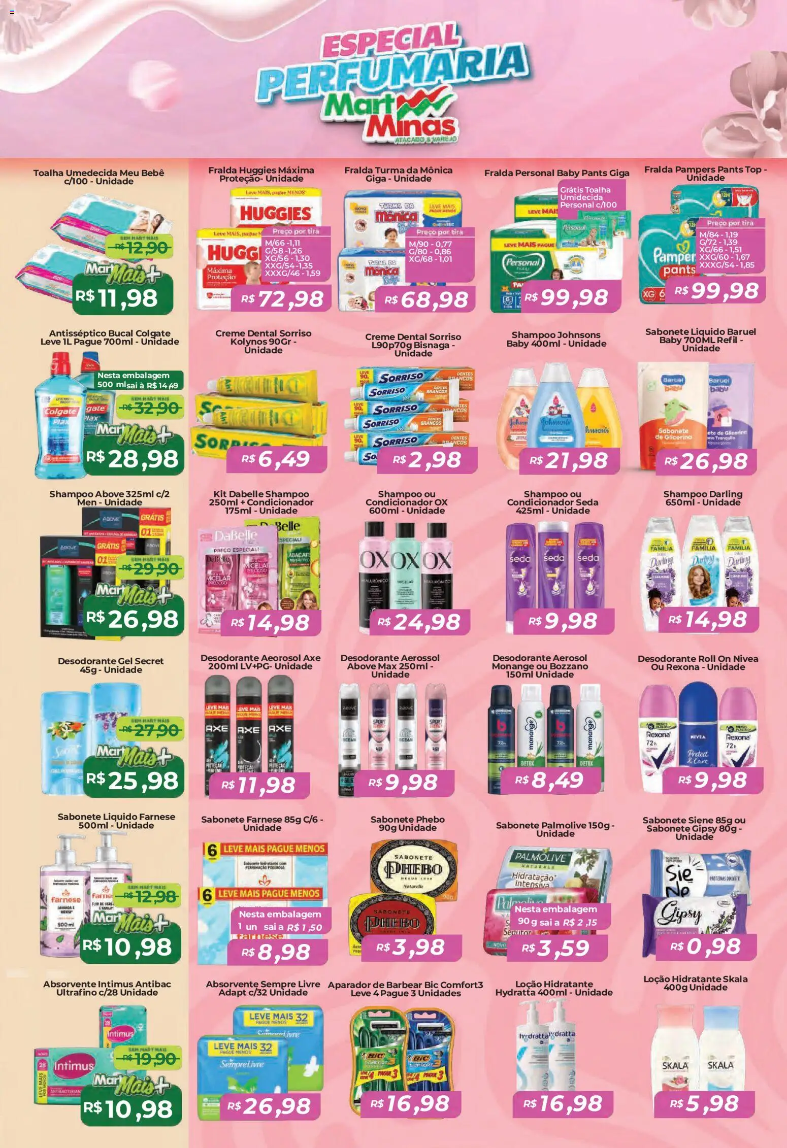 Mart Minas Folheto - válido de 23.10.2025 | Página: 7 | Produtos: Leite, Rexona, Toalha umedecida, Sabonete líquido