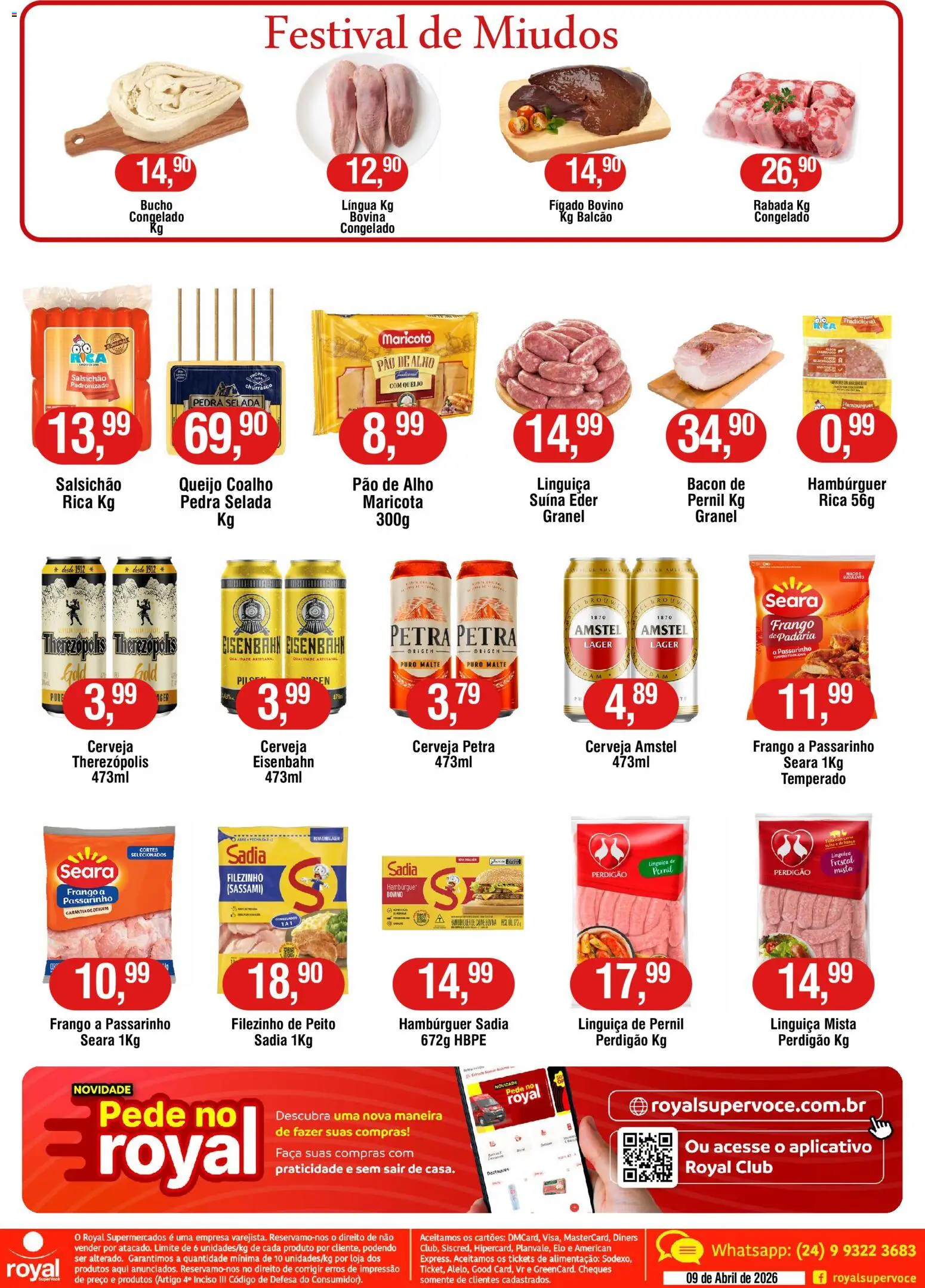 Royal Supermercados Folheto - válido de 09.04.2026 | Página: 2 | Produtos: Linguiça, Eisenbahn, Pão, Cerveja