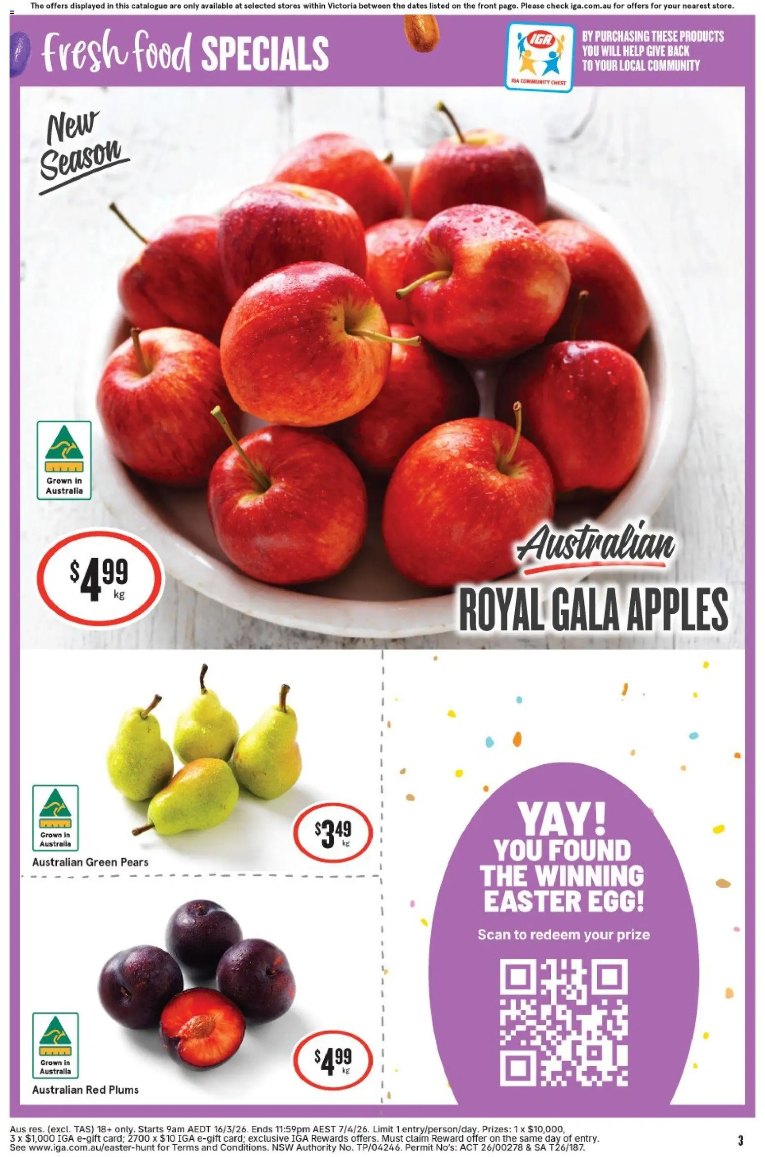 IGA catalogue - valid from 25.03.2026 | Page: 3 | Products: Apples, Plums