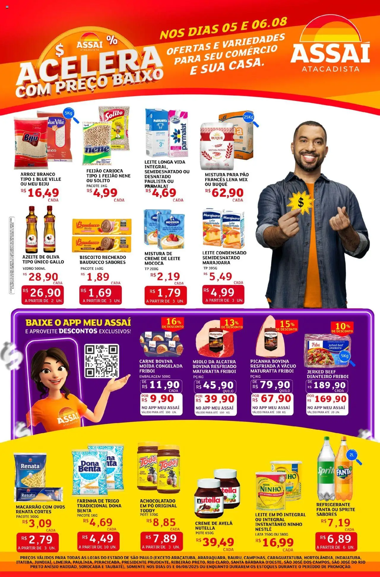 Assaí Atacadista Folheto - válido de 05.08.2025 | Página: 1 | Produtos: Pó, Leite integral, Achocolatado, Farinha de trigo