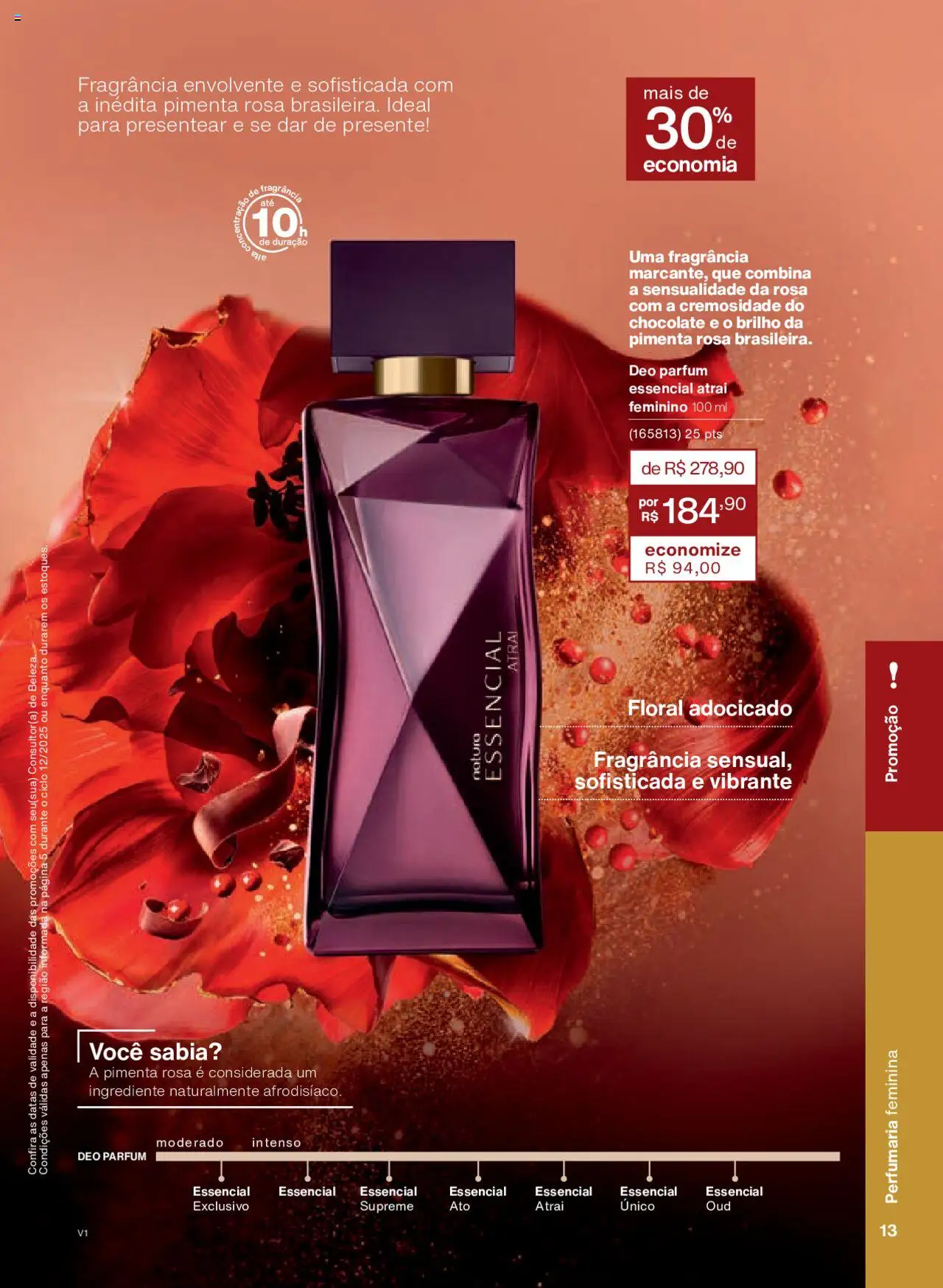 Natura Folheto - válido de 08.07.2025 | Página: 13 | Produtos: Fragrância, Pimenta, Chocolate