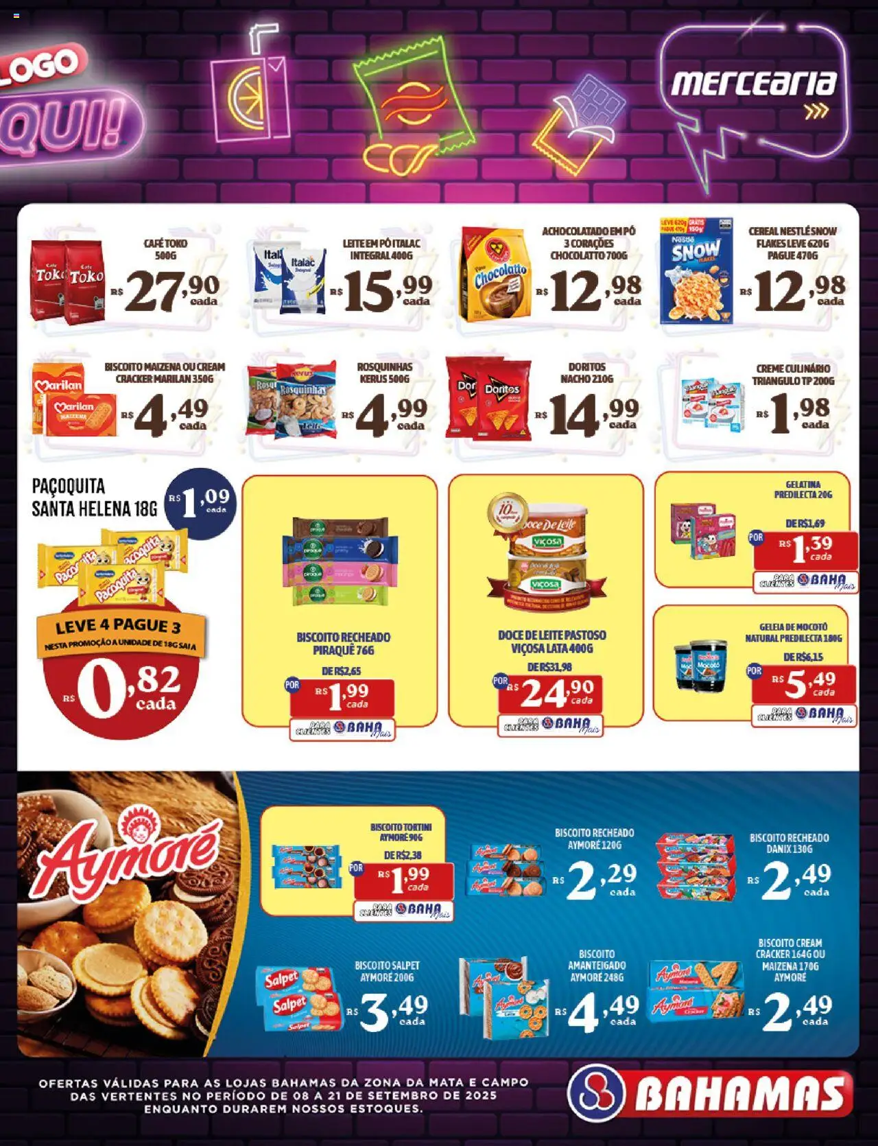 Bahamas Supermercados Folheto - válido de 08.09.2025 | Página: 3 | Produtos: Biscoito, Café, Leite em pó, Gelatina