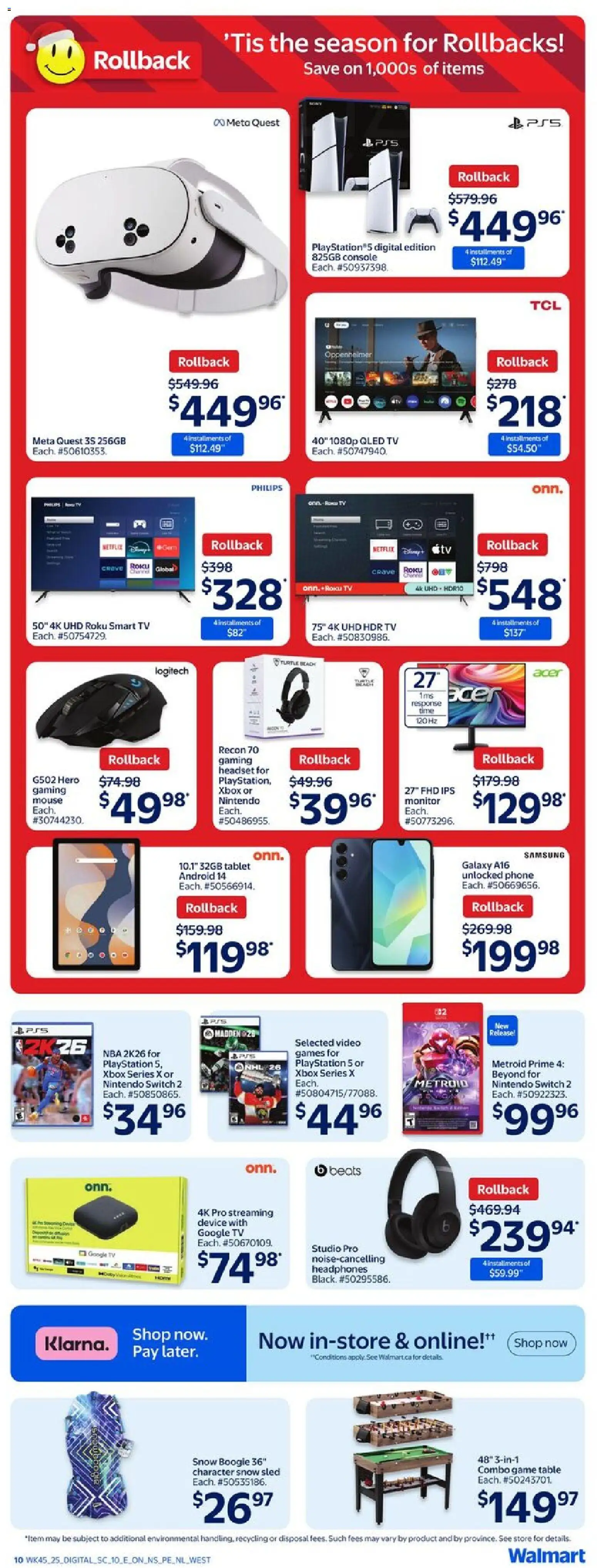 Walmart flyer valid from 04.12.2025 | Page: 13 | Products: Phone, Playstation, Xbox, Table