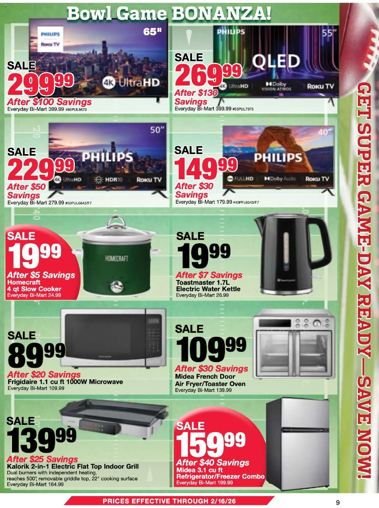 Bi-Mart Weekly Ad - valid from 27.01.2026 | Page: 9 | Products: Tv, Audio, Grill, Kettle