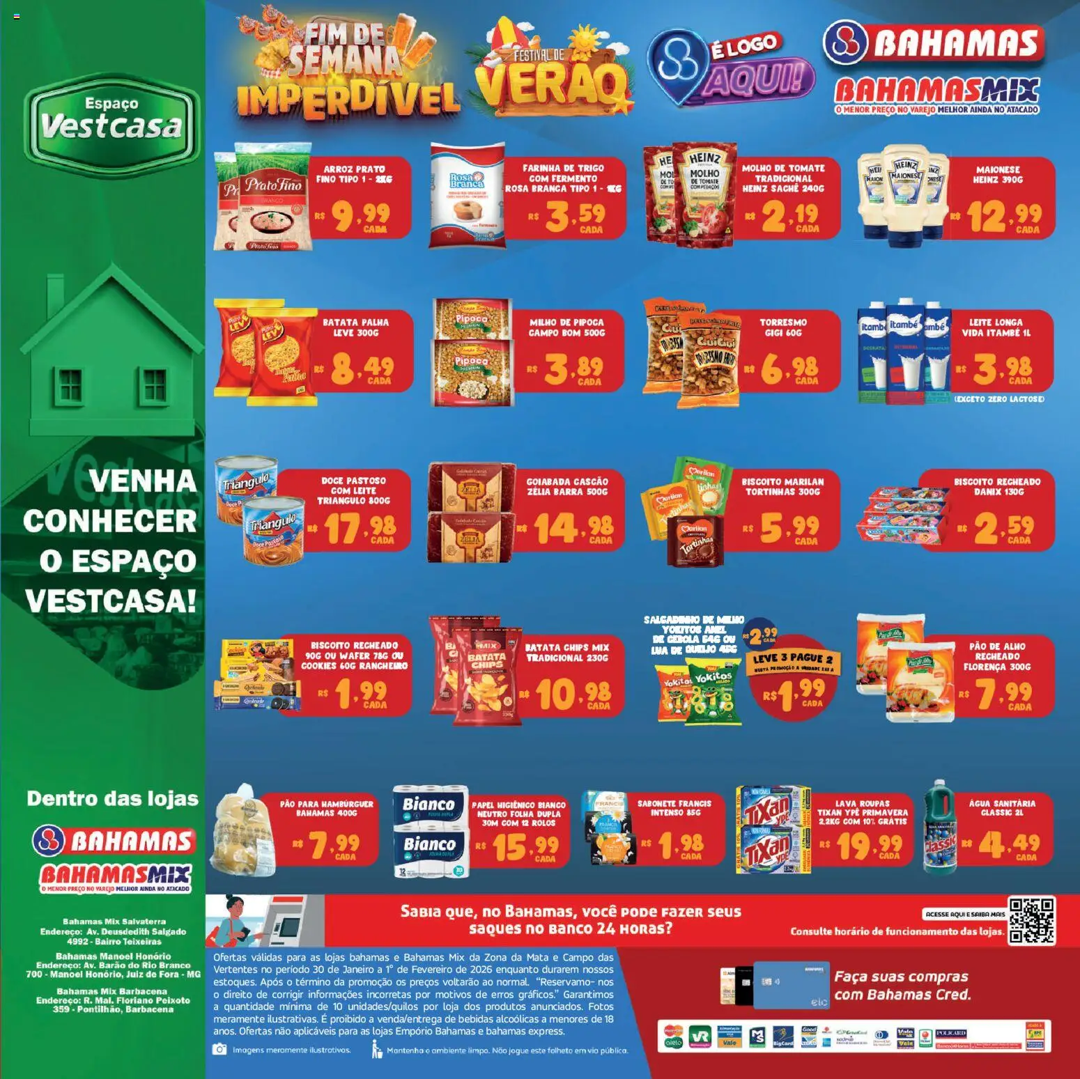 Bahamas Supermercados Folheto - válido de 30.01.2026 | Página: 2 | Produtos: Banco, Maionese, Cookies, Papel higiênico
