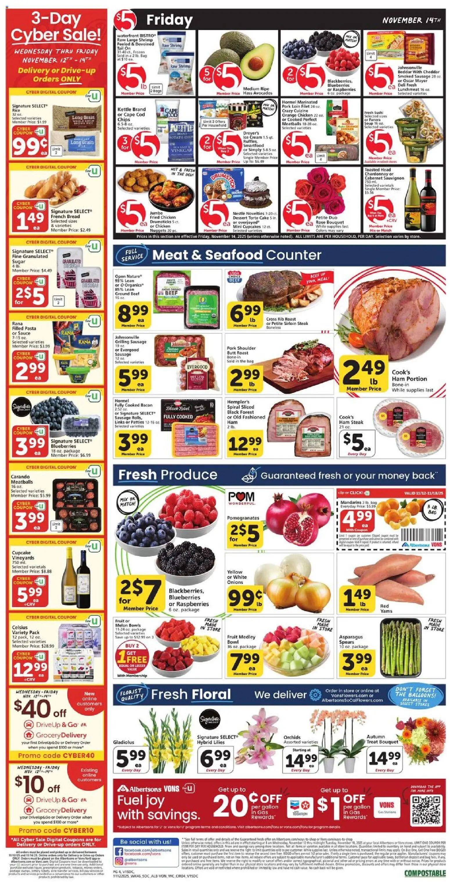 Vons Weekly Ad - valid from 12.11.2025 | Page: 3 | Products: Beef, Cream, Ice cream, Sausage