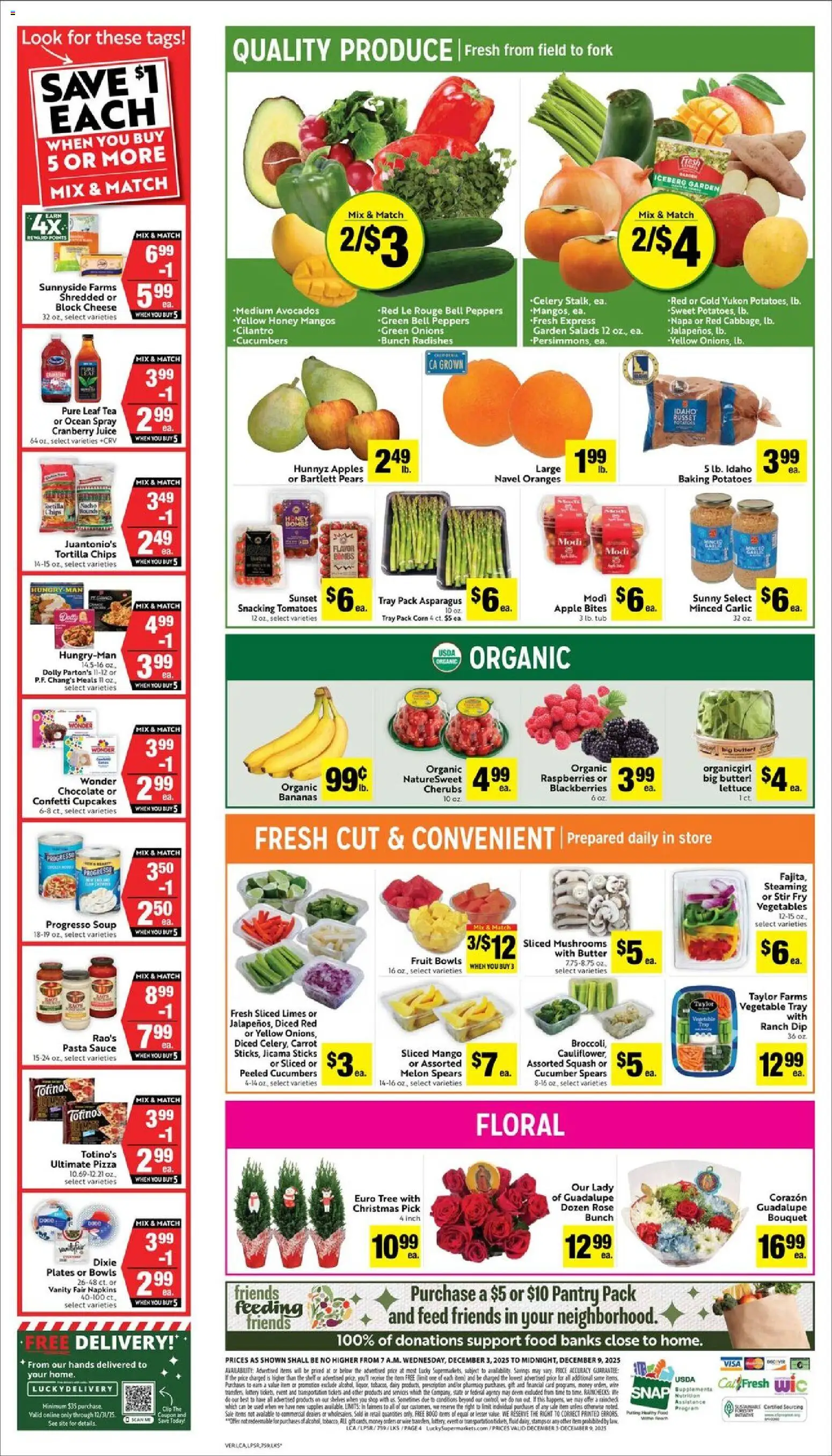 Lucky Supermarkets Weekly Ad - valid from 03.12.2025 | Page: 4 | Products: Lettuce, Mushrooms, Tea, Sauce