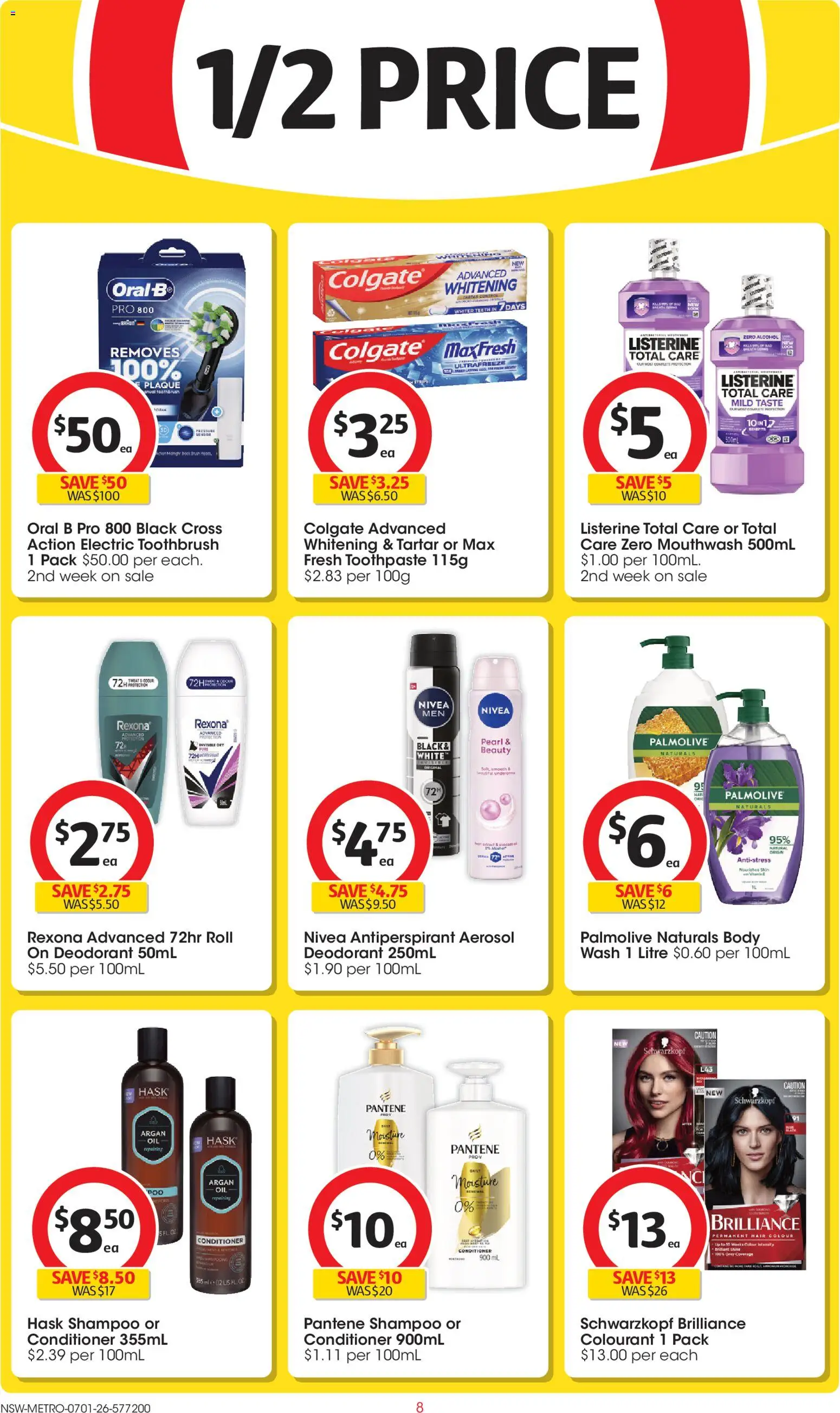 Coles catalogue - valid from 07.01.2026 | Page: 8 | Products: Hair colour, Deodorant, Toothpaste, Electric toothbrush