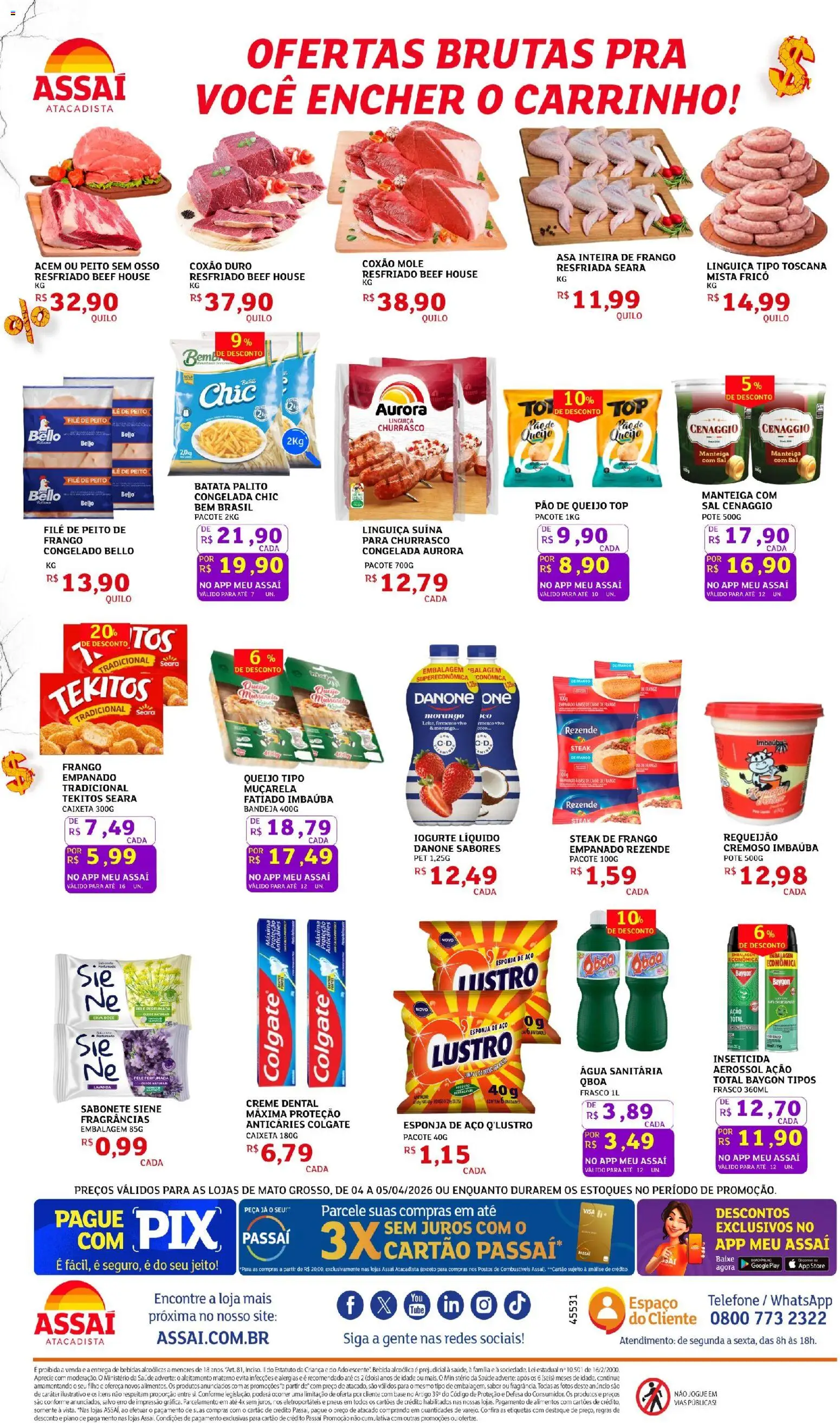 Assaí Atacadista Folheto - válido de 04.04.2026 | Página: 3 | Produtos: Iogurte, Carrinho, Carne, Esponja de aço
