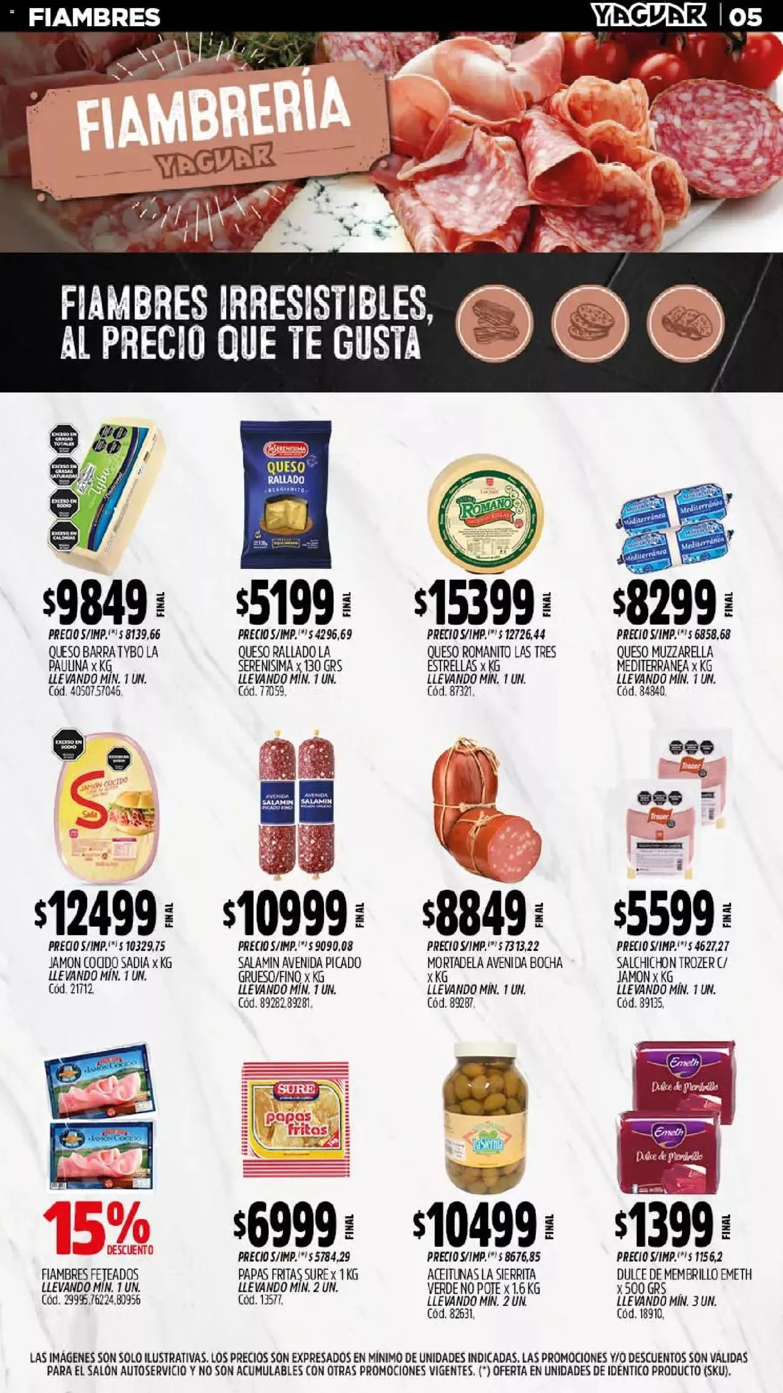 Yaguar - Oferta Semanal Mendoza │ válido desde el 13.04.2026 | Página: 5 | Productos: Jamón cocido, Muzzarella, Aceitunas, Papas fritas