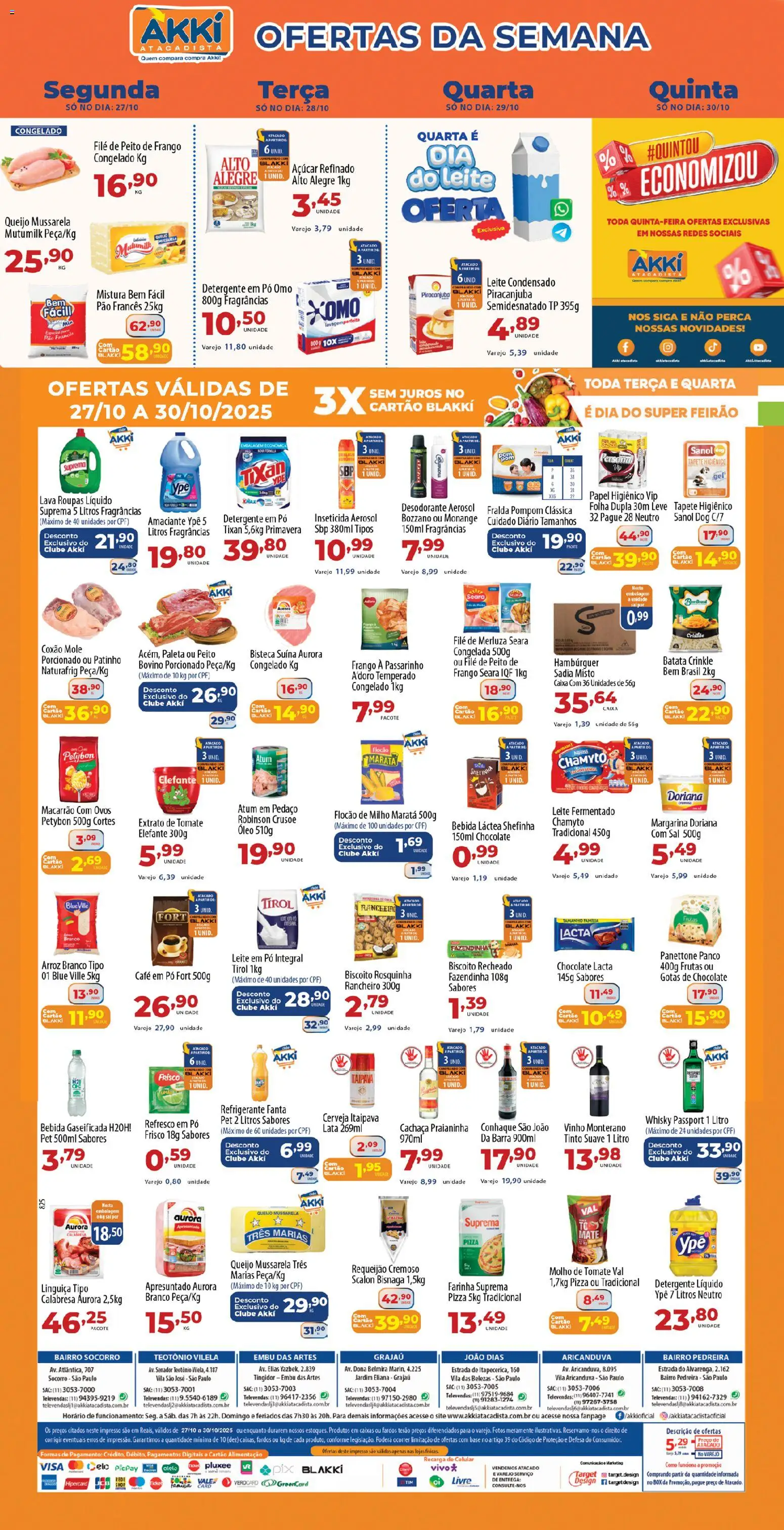 Akki Atacadista Folheto - válido de 27.10.2025 | Página: 1 | Produtos: Pão, Cerveja, Frango, Leite condensado
