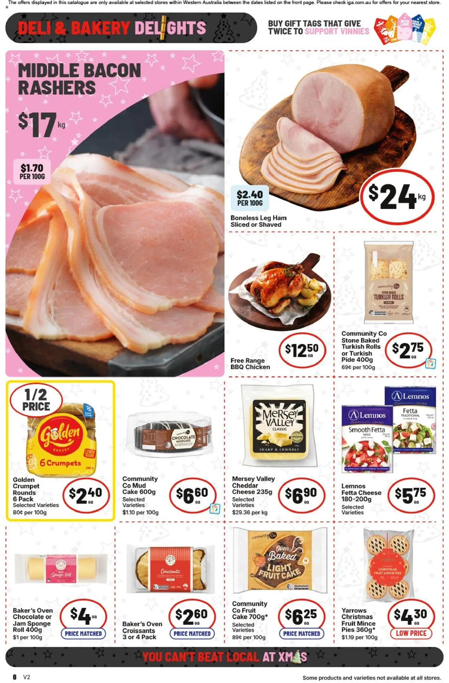 IGA catalogue - valid from 17.12.2025 | Page: 8 | Products: Bacon, Crumpets, Ham, Sponge