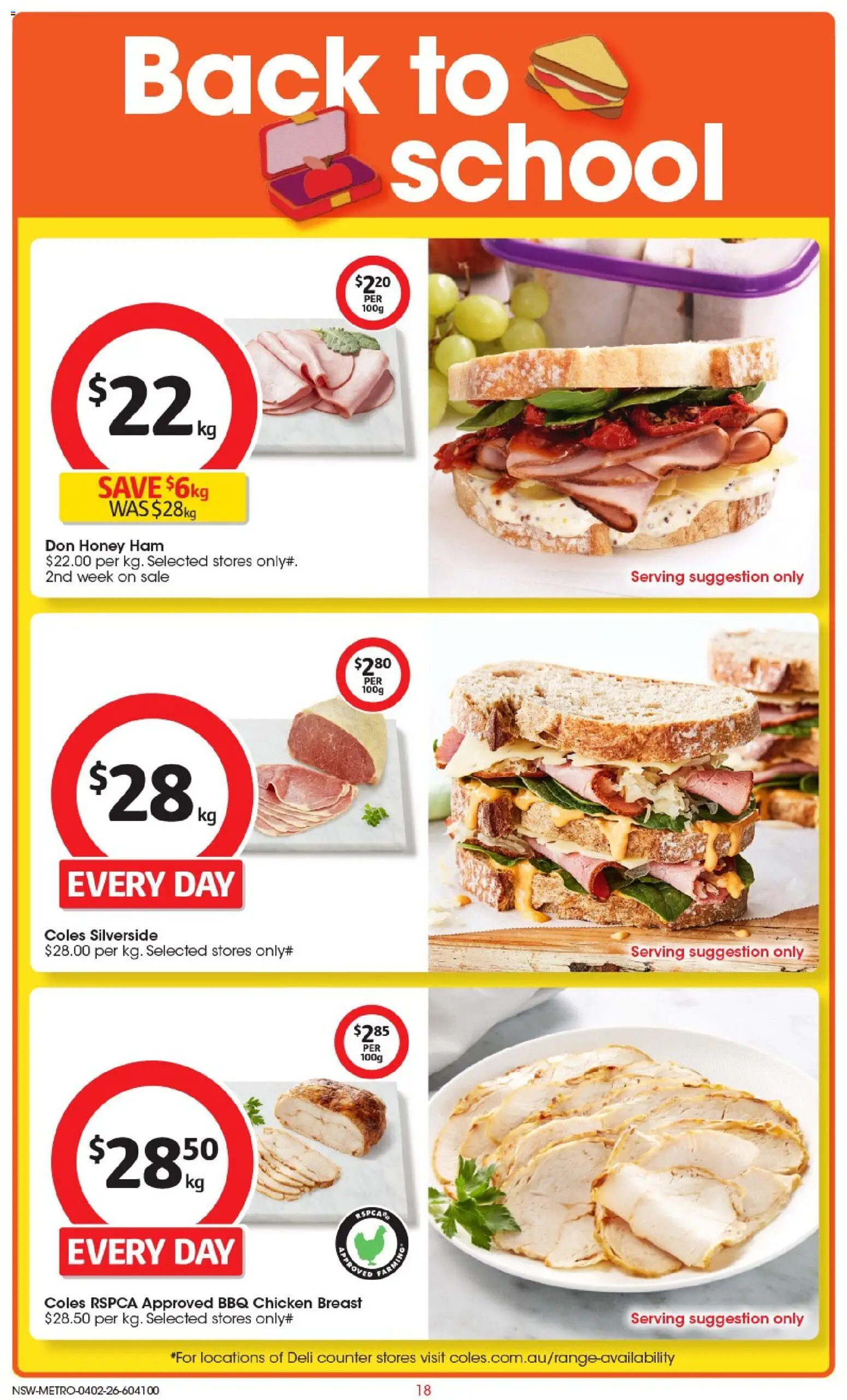 Coles catalogue - valid from 04.02.2026 | Page: 18 | Products: Ham, Honey, Chicken