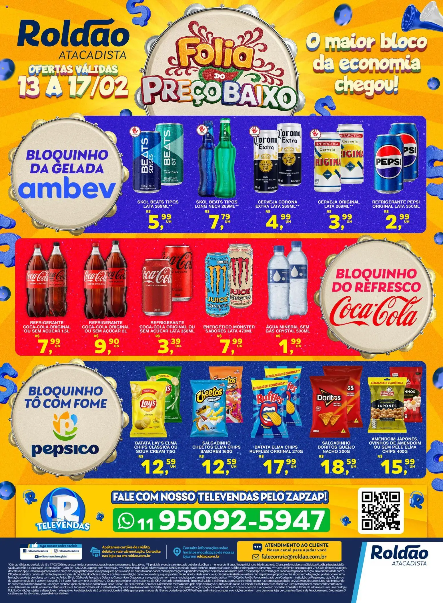 Roldão Folheto - válido de 13.02.2026 | Página: 2 | Produtos: Amendoim, Cola, Suco, Gin