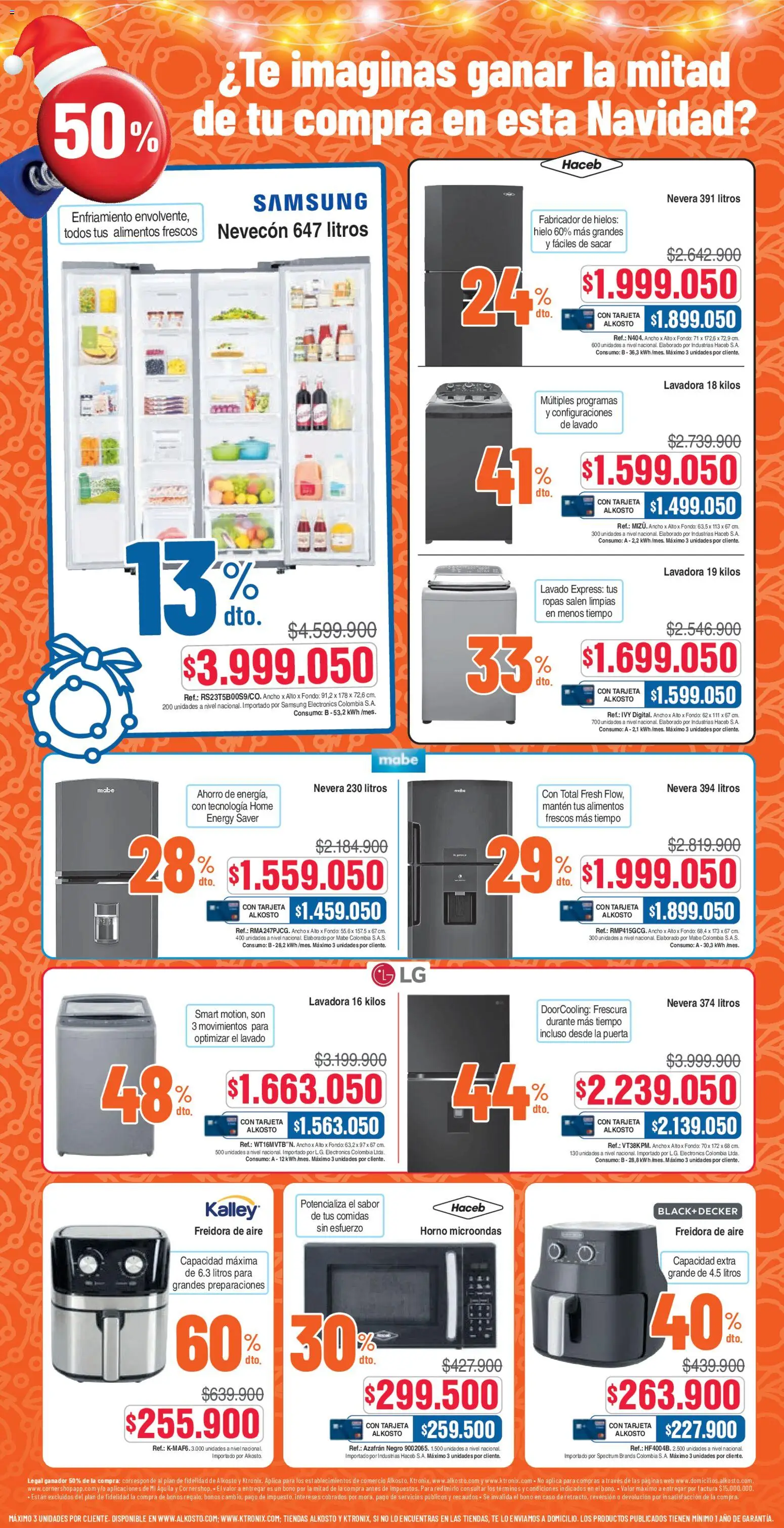 Alkosto revista - valida desde el 13.12.2025 | Página: 6 | Productos: Freidora de aire, Horno, Microondas, Nevera