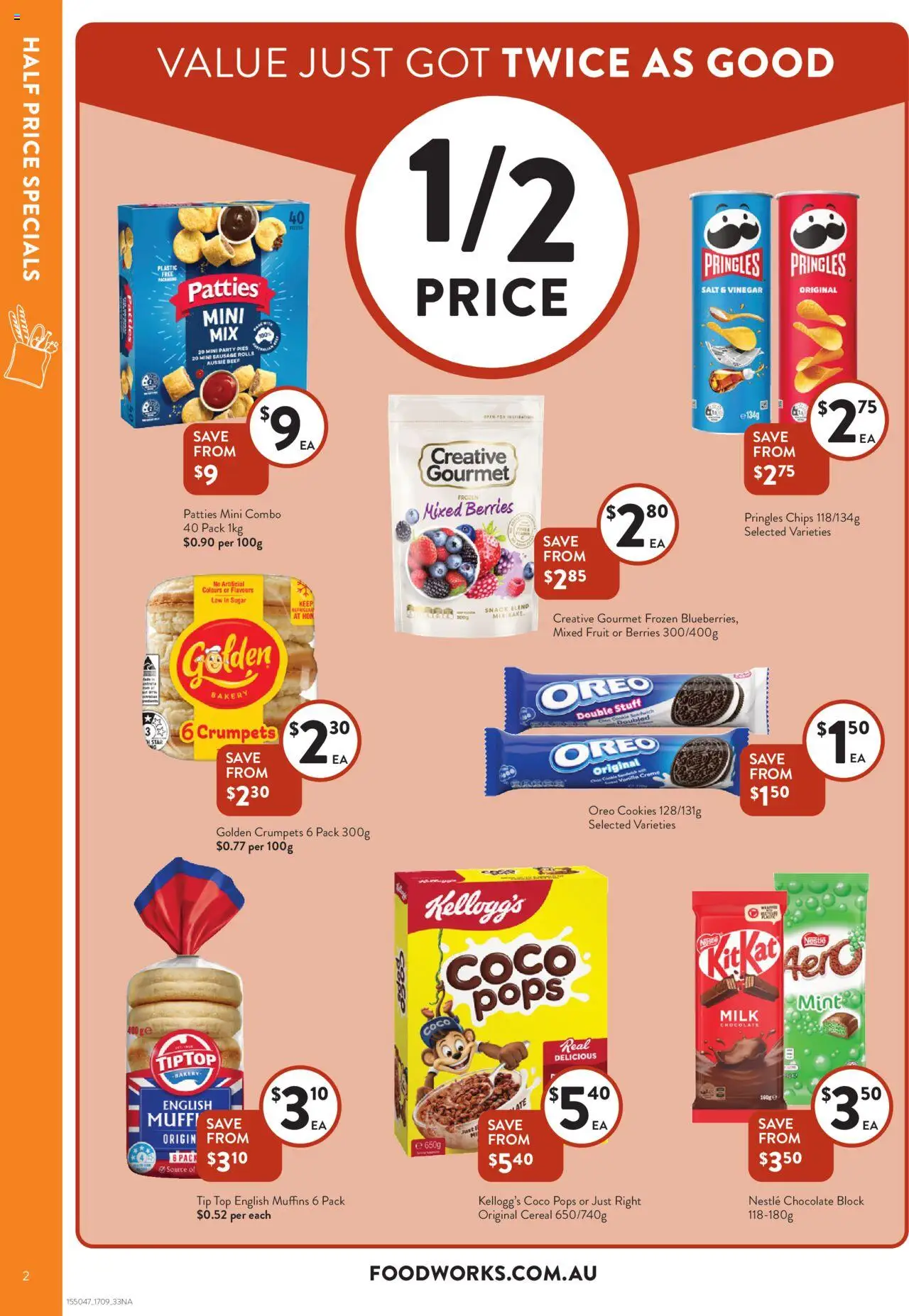 Foodworks catalogue - valid from 17.09.2025 | Page: 2 | Products: Muffins, Chips, Salt, Sausage