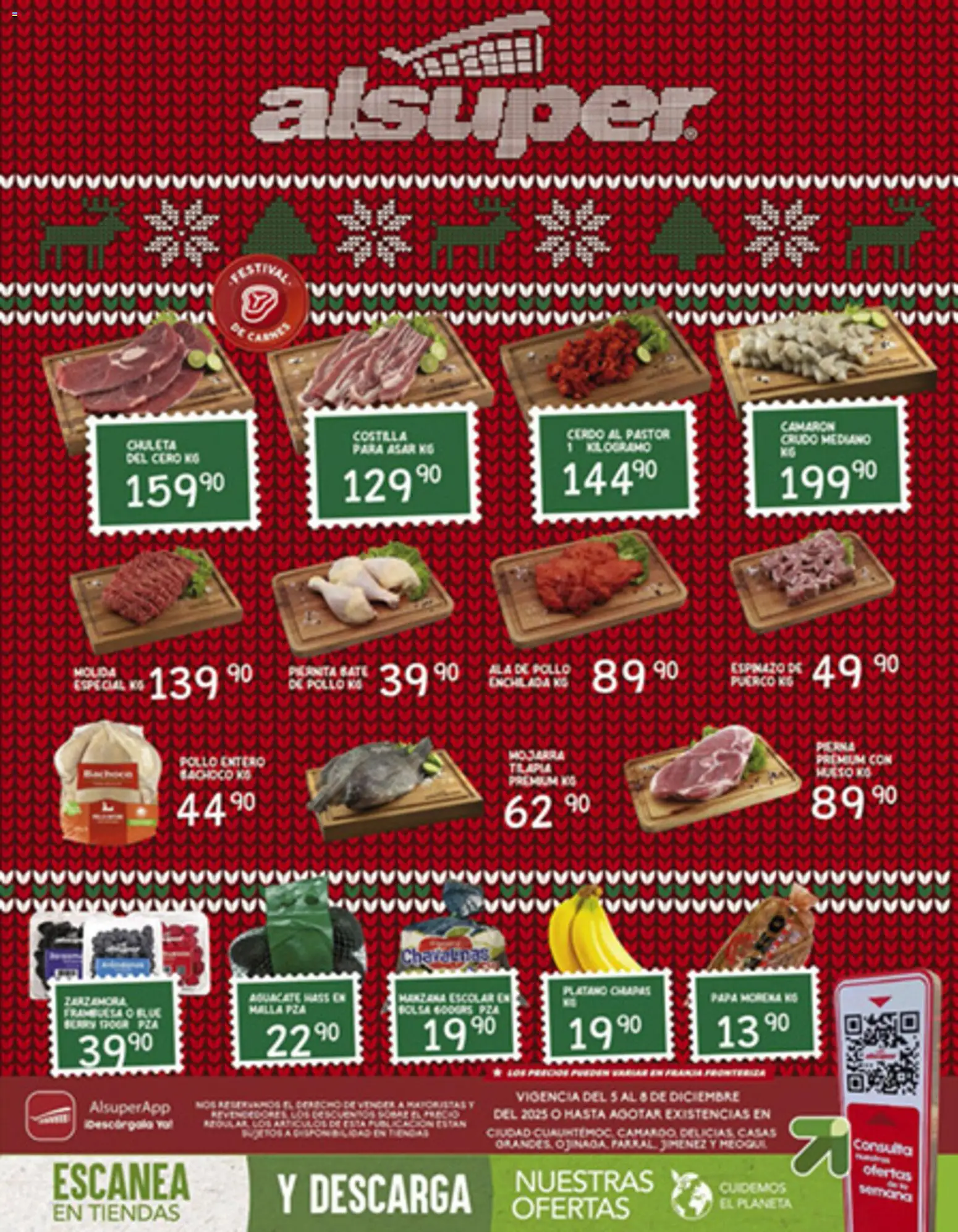 Nuevas ofertas de Alsuper válidas en toda la República Mexicana desde el 05.12.2025. ¡Encuentra las mejores ofertas en Alsuper folleto! | Página: 1 | Productos: Plátano, Manzana, Aguacate, Cerdo