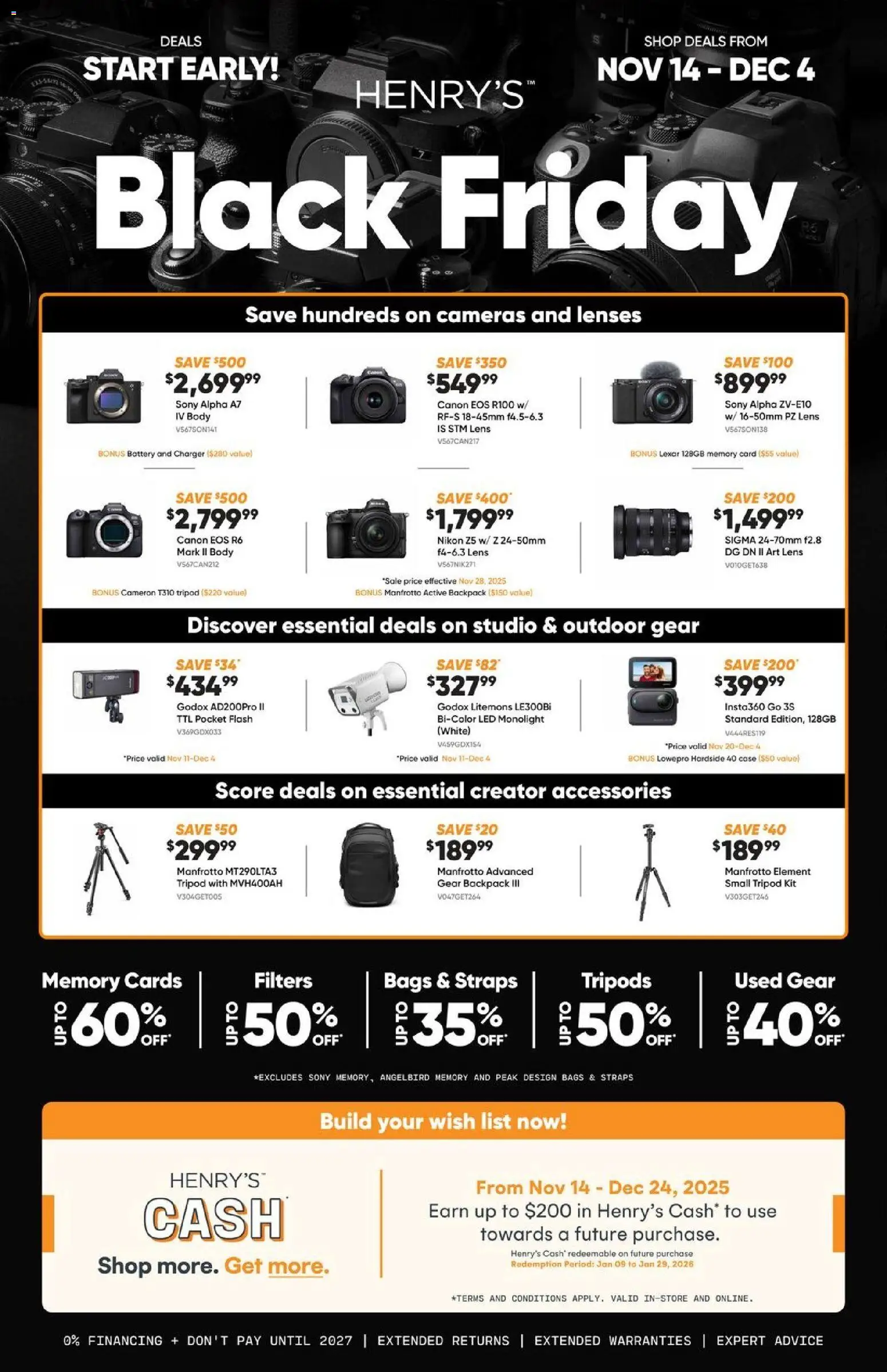 Henry's flyer valid from 14.11.2025 | Page: 1 | Products: Backpack, Memory card, Case, Battery