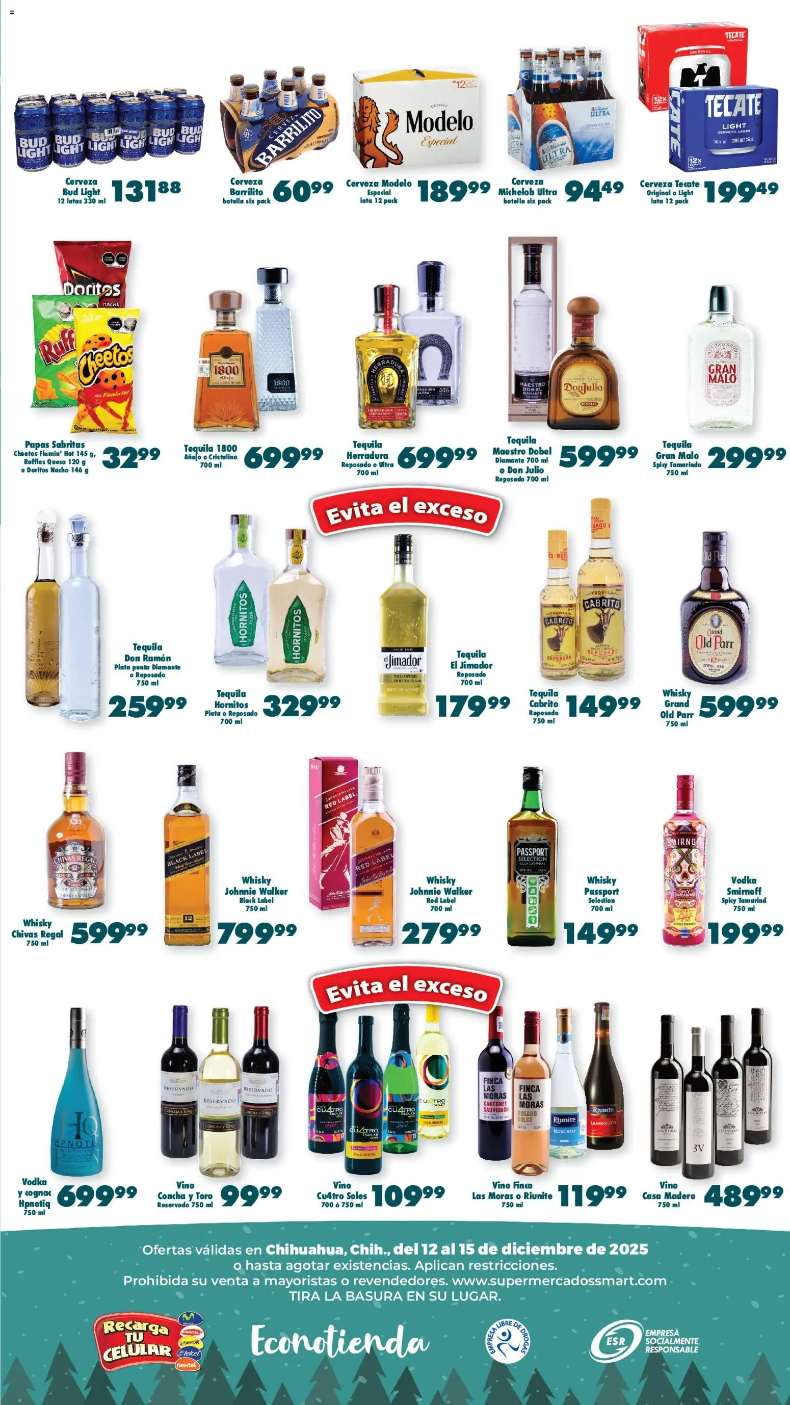 Nuevas ofertas de S-Mart válidas en toda la República Mexicana desde el 12.12.2025. ¡Encuentra las mejores ofertas en S-Mart folleto Ofertas de Feria Chihuahua! | Página: 3 | Productos: Cerveza, Vino, Vodka, Whisky