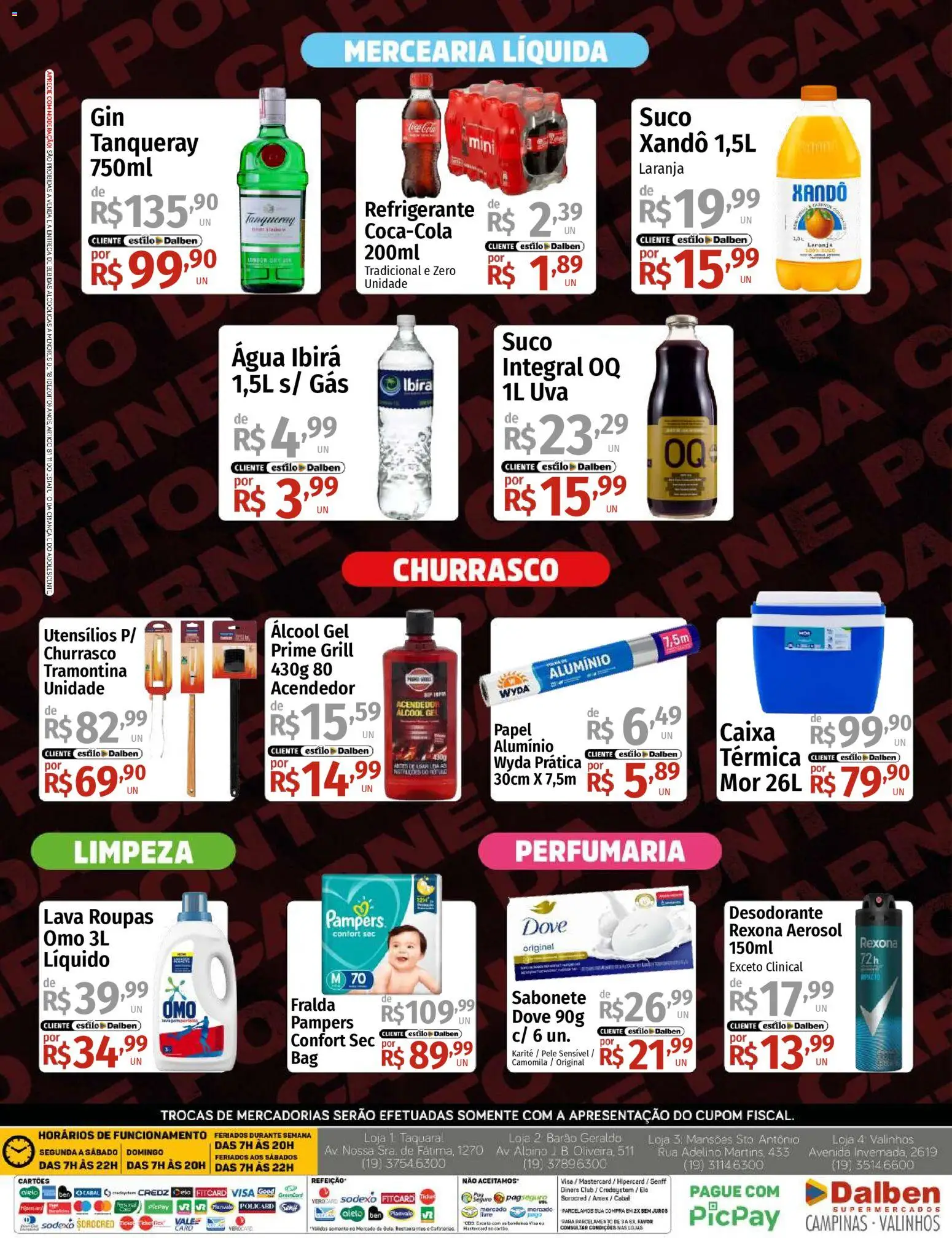 Supermercado Dalben Folheto - válido de 25.02.2026 | Página: 4 | Produtos: Grill, Pampers, Rexona, Refrigerante