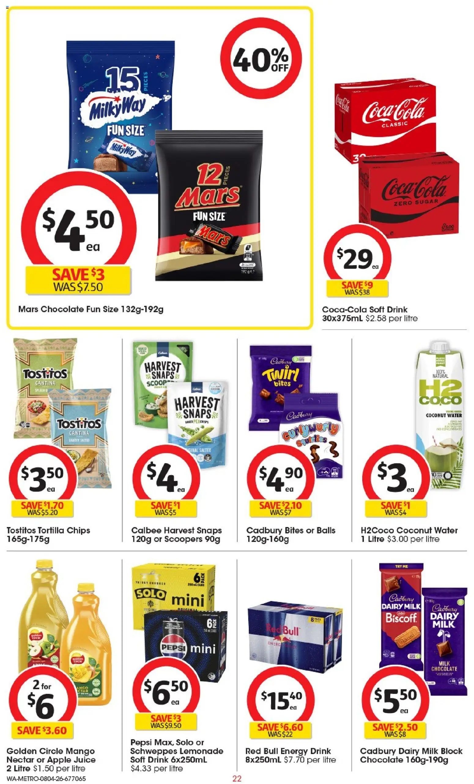 Coles catalogue - valid from 08.04.2026 | Page: 22 | Products: Dairy, Coca Cola, Water, Mango