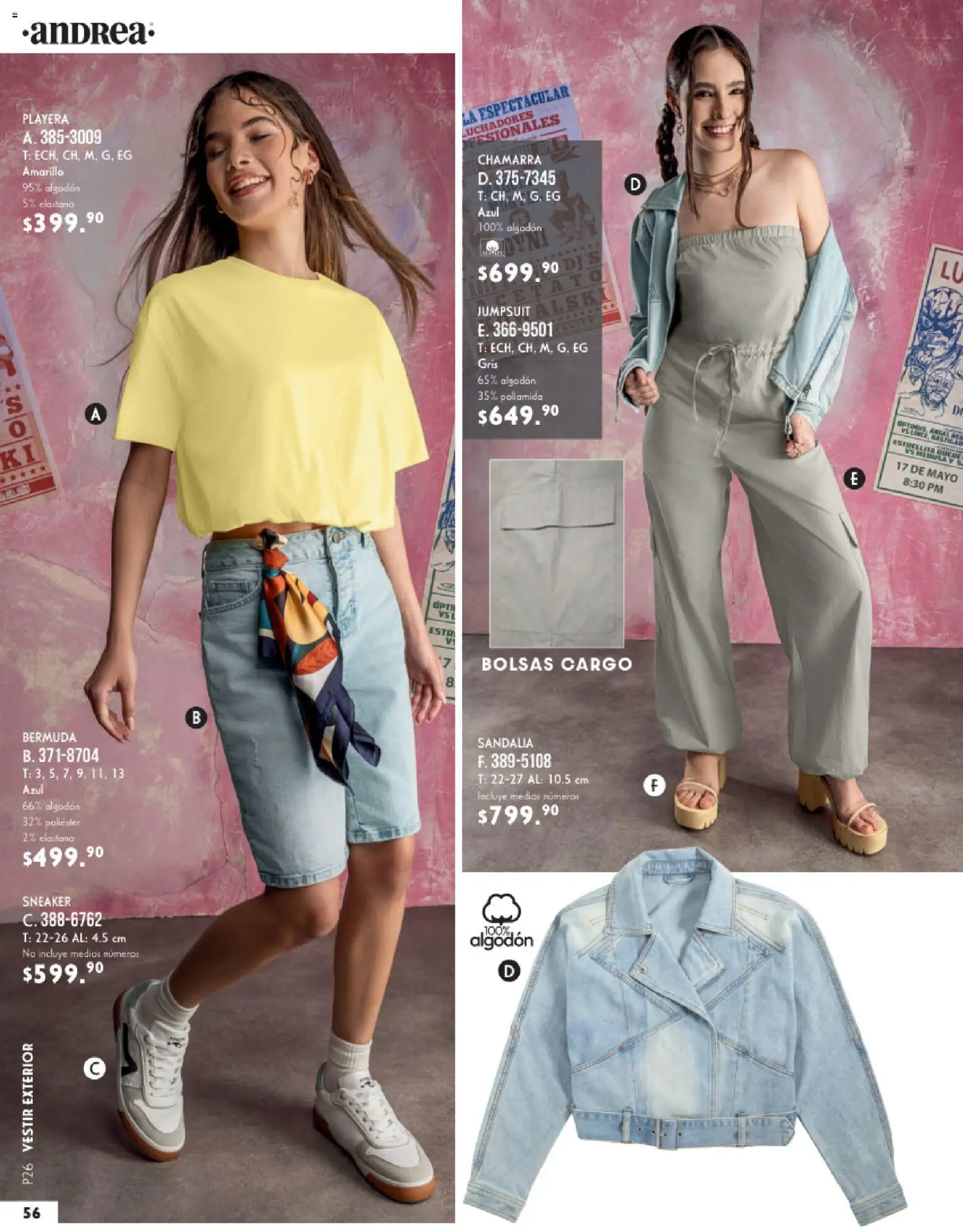 Nuevas ofertas de Andrea válidas en toda la República Mexicana desde el 25.01.2026. ¡Encuentra las mejores ofertas en Andrea catálogo Vestir! | Página: 56 | Productos: Chamarra, Algodón, Playera, Bermuda