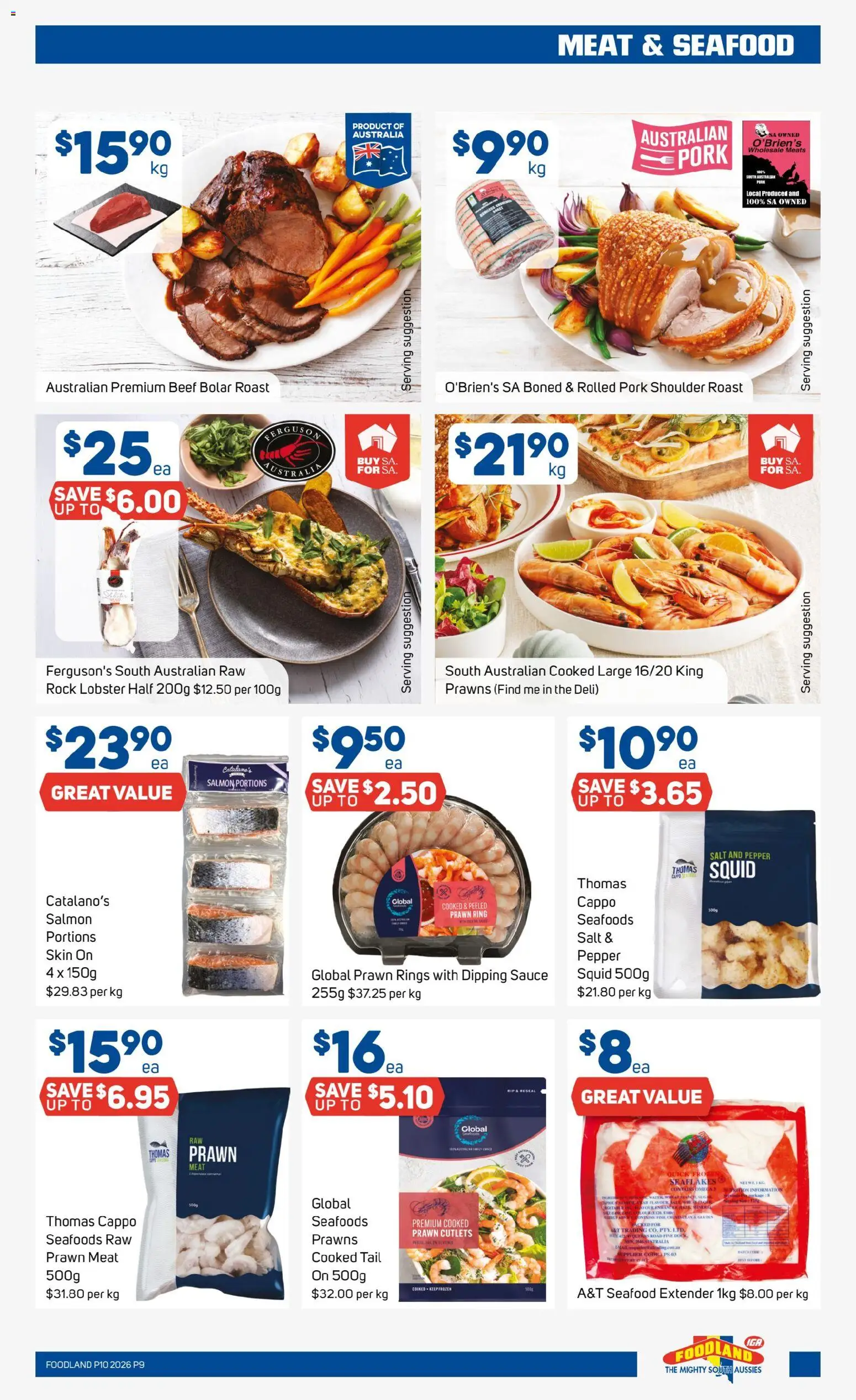 Foodland catalogue - valid from 04.03.2026 | Page: 9 | Products: Pork, Meat, Prawns, Seafood