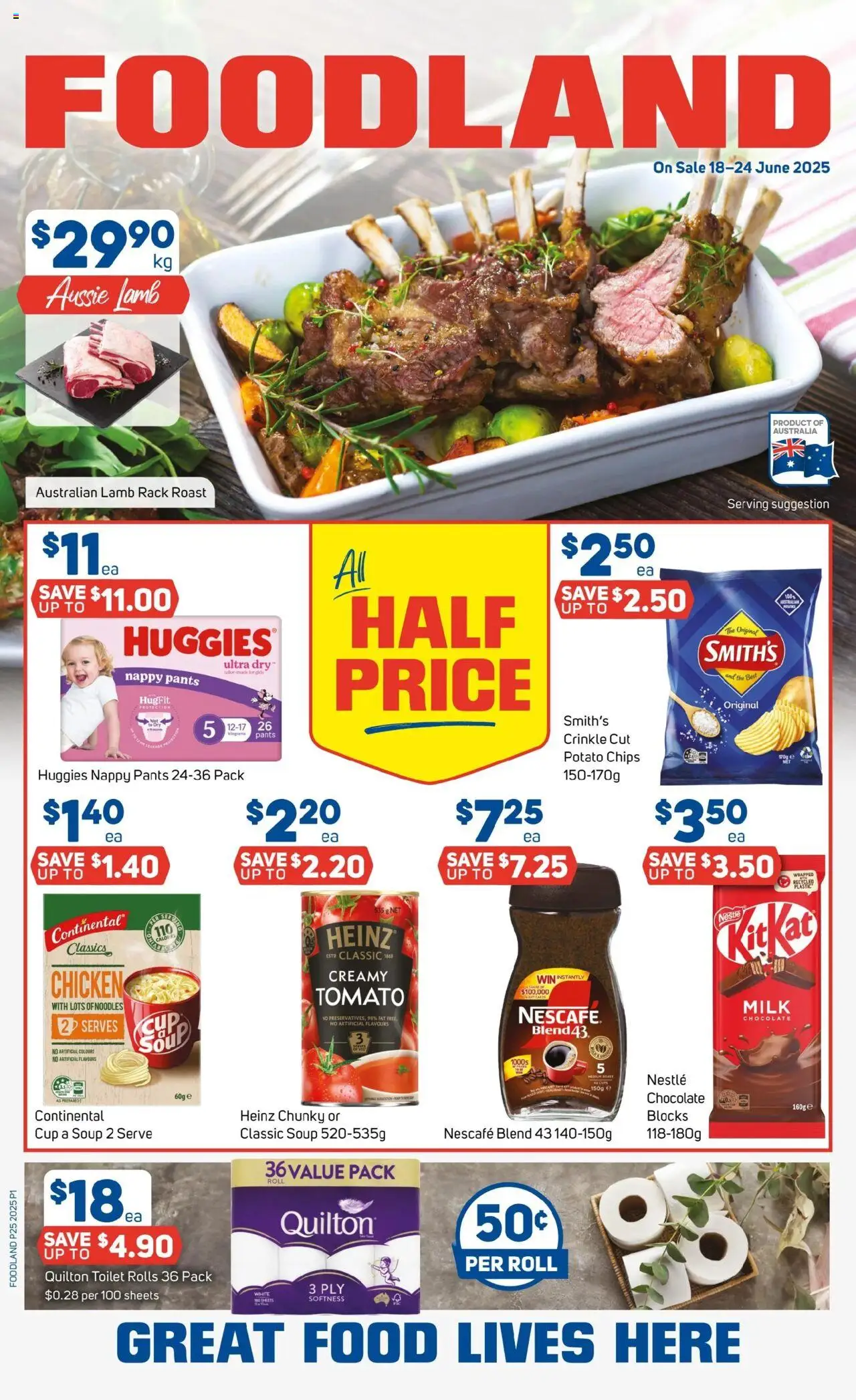 Foodland catalogue - valid from 18.06.2025 | Page: 1 | Products: Lamb, Noodles, Pants, Soup