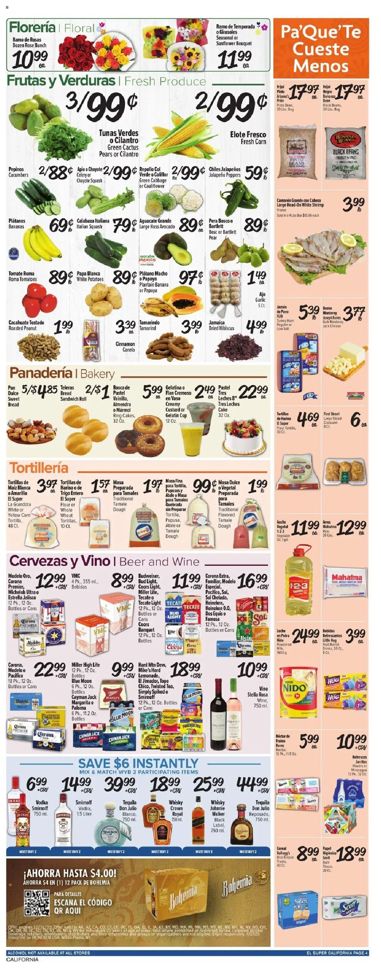 El Super Weekly Ad - CA - valid from 03.09.2025 | Page: 4 | Products: Cheese, Ham, Vodka, Pear