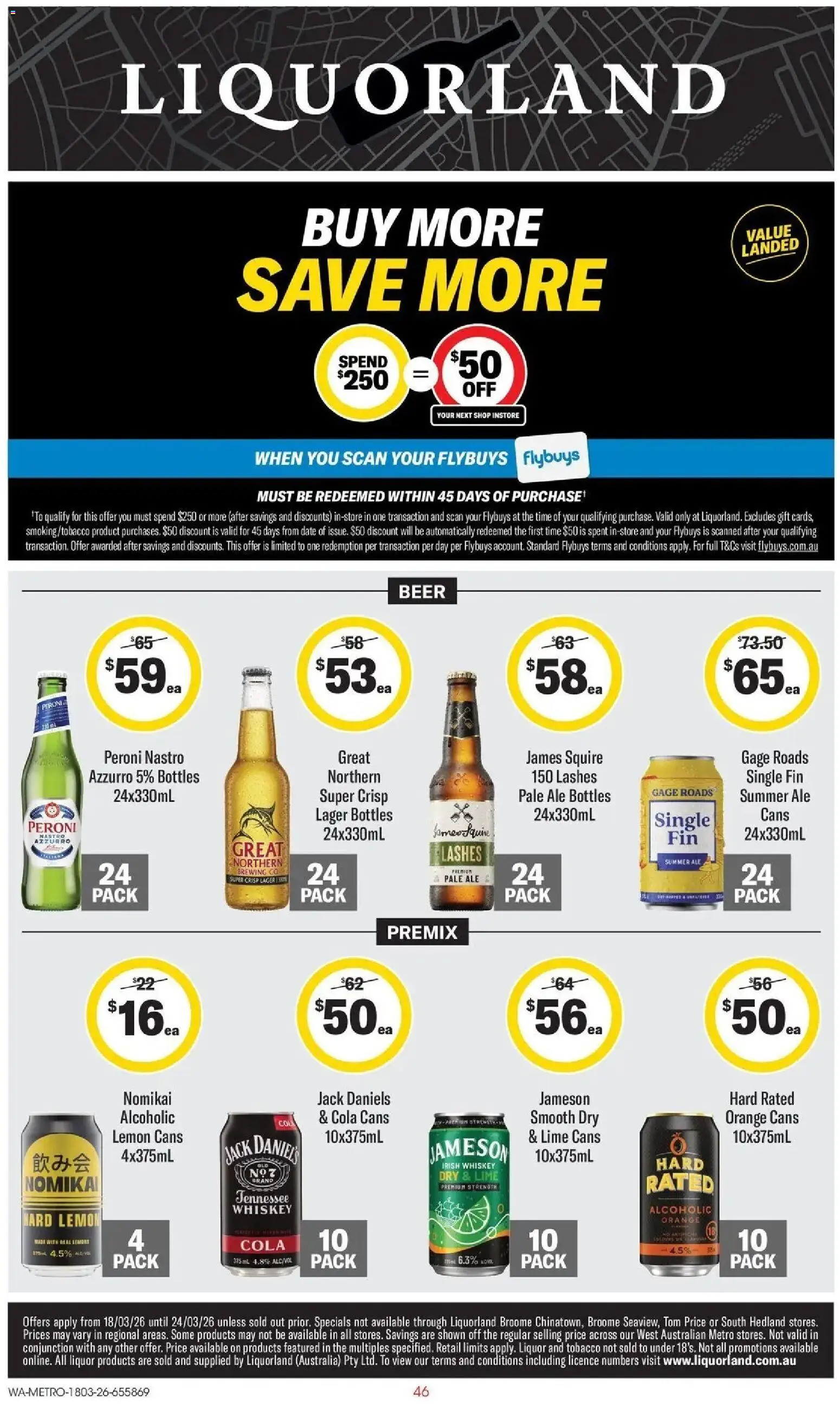 Coles catalogue - valid from 17.03.2026 | Page: 46 | Products: Beer, Whiskey, Lime, Date