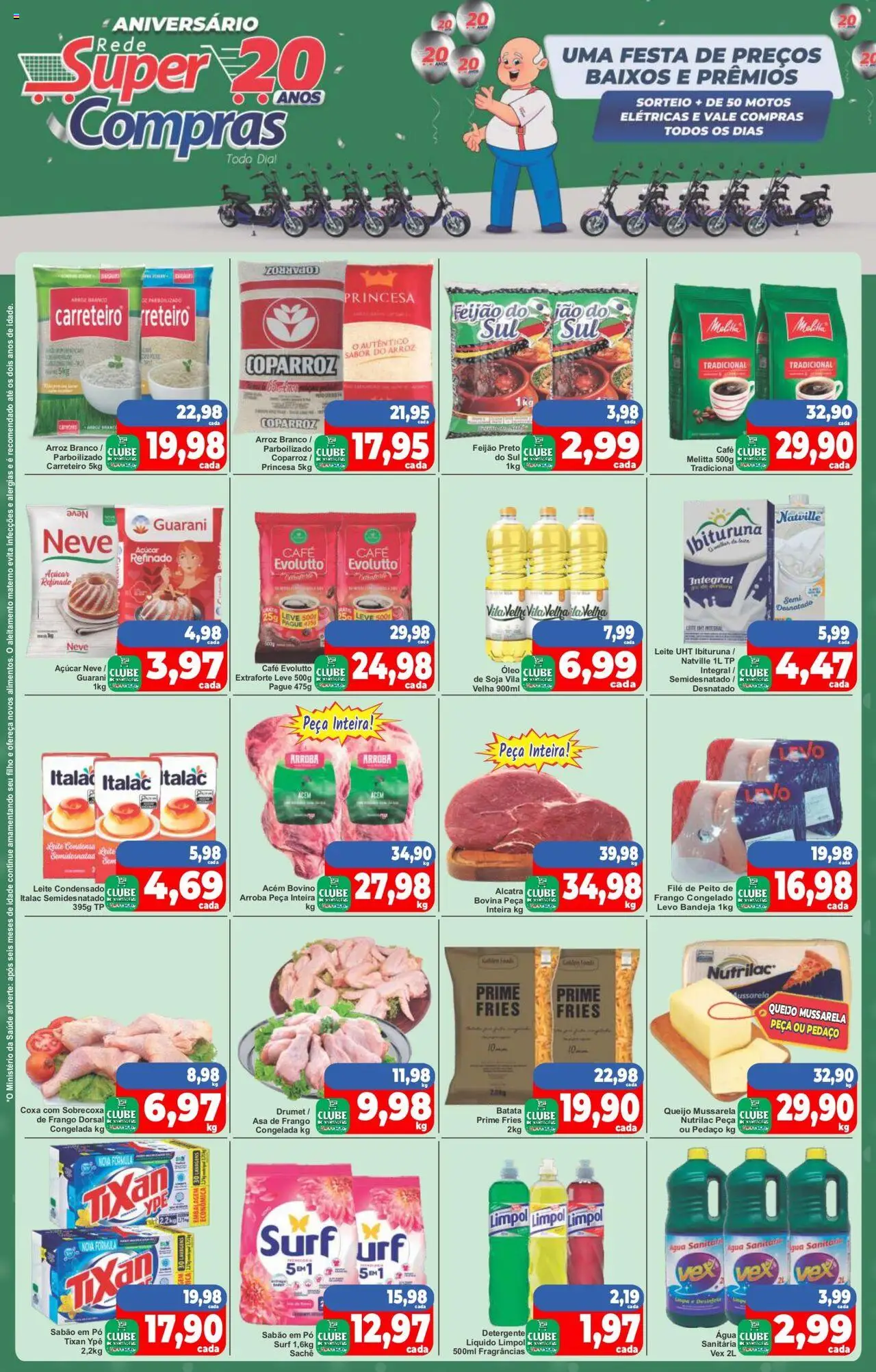 Rede Super Compras Folheto - válido de 18.08.2025 | Página: 1 | Produtos: Feijão, Detergente, Queijo, Água sanitária