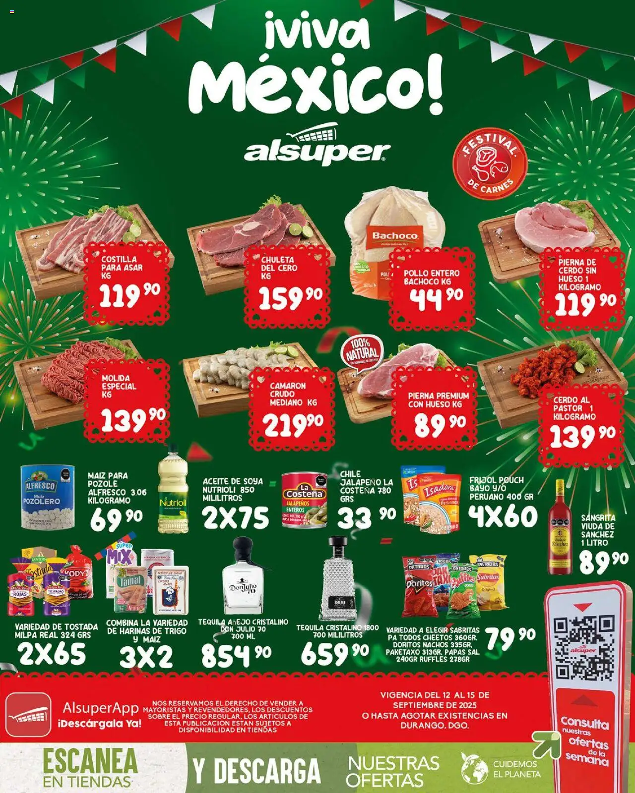 Nuevas ofertas de Alsuper válidas en toda la República Mexicana desde el 12.09.2025. ¡Encuentra las mejores ofertas en Alsuper - Folleto - Durango! | Página: 1 | Productos: Maíz, Sal, Aceite, Sobre