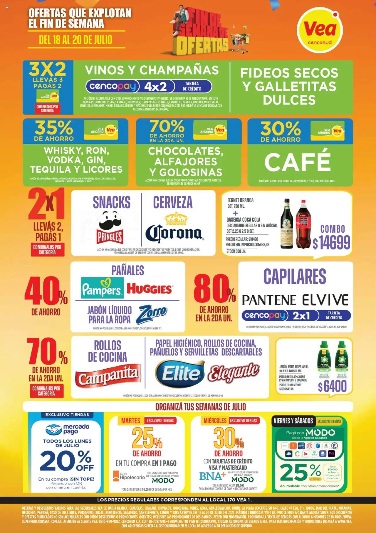 Vea - Oferta fin de semana Costa, La Plata, Lejanía, Chaco, Corrientes, Entre Ríos y Santa Fe │ válido desde el 18.07.2025 | Página: 1 | Productos: Galletitas, Fernet, Cerveza, Golosinas