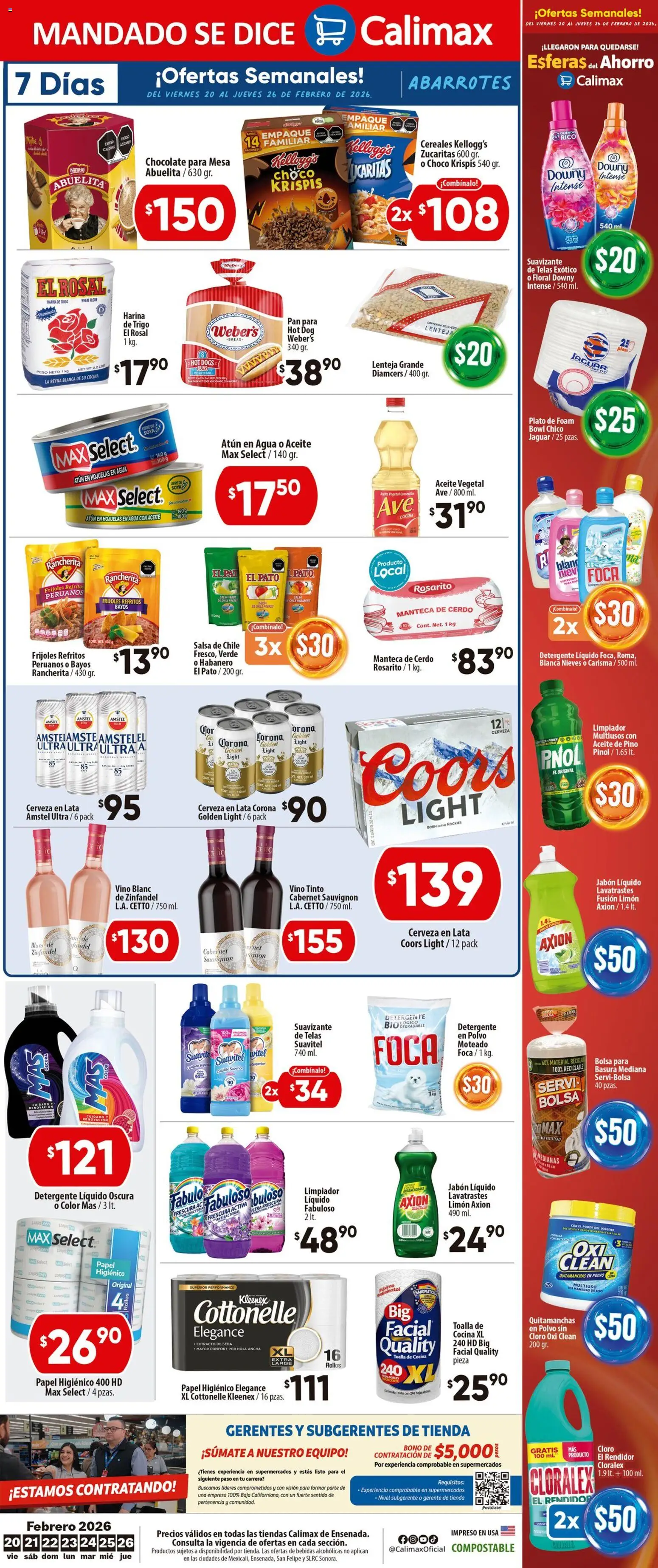 Nuevas ofertas de Calimax válidas en toda la República Mexicana desde el 20.02.2026. ¡Encuentra las mejores ofertas en Calimax folleto Ensenada! | Página: 6 | Productos: Quitamanchas, Suavizante, Toalla, Suavizante de telas