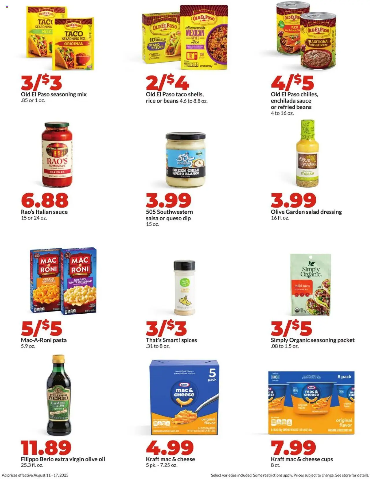 HyVee Weekly Ad - valid from 11.08.2025 | Page: 20 | Products: Oil, Pasta, Salad, Spices
