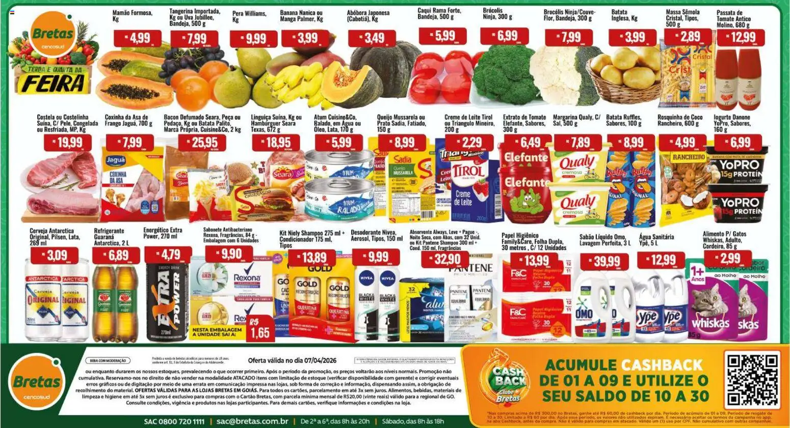 Bretas Folheto - válido de 07.04.2026 | Página: 1 | Produtos: Abóbora, Sabão, Leite, Sabonete
