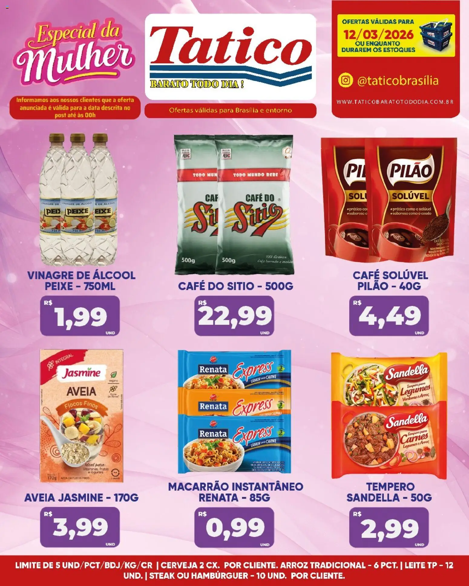 Tatico Folheto - válido de 12.03.2026 | Página: 3 | Produtos: Café, Carne, Aveia, Macarrão instantâneo