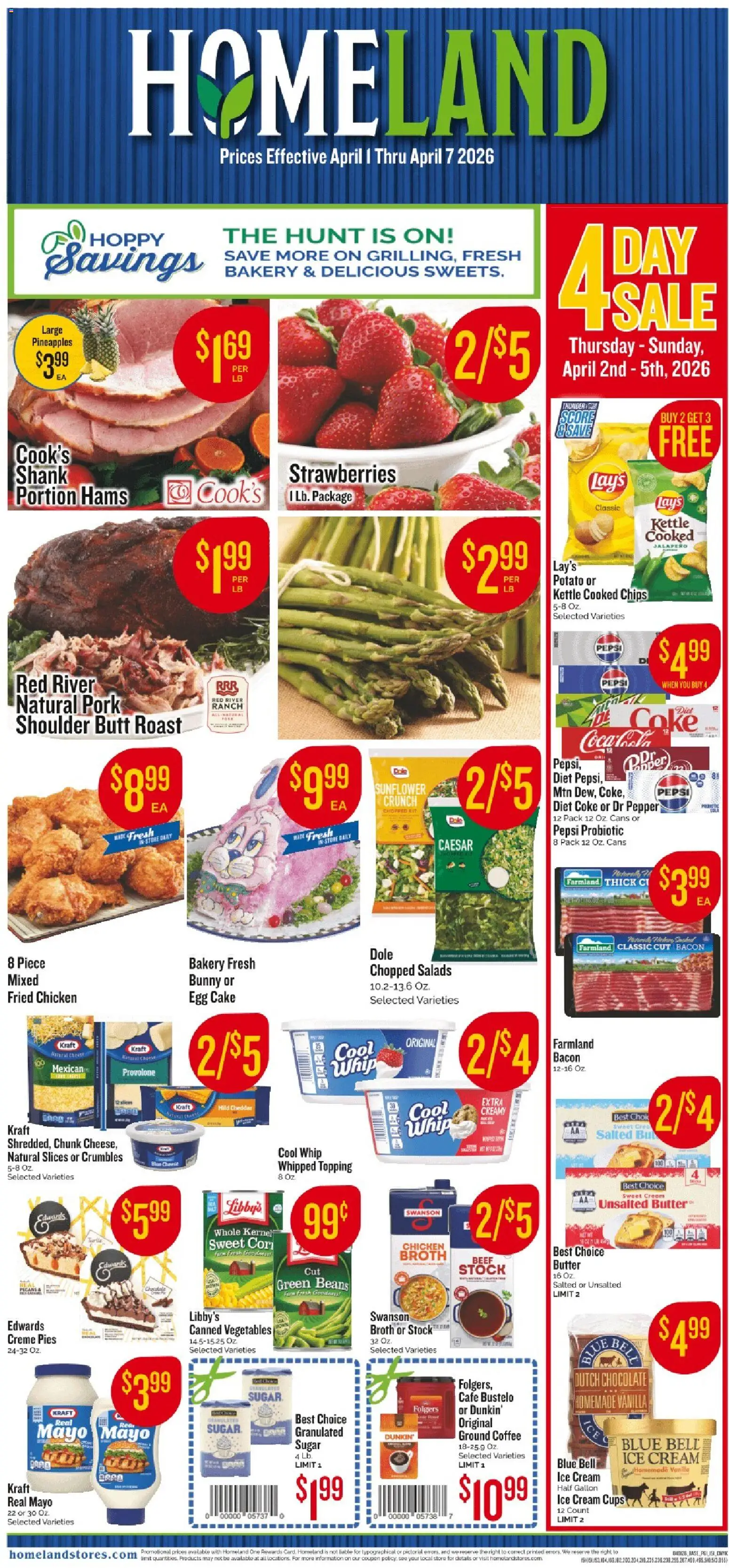Homeland Weekly Ad - valid from 01.04.2026 | Page: 1 | Products: Bakery, Coffee, Chocolate, Cream