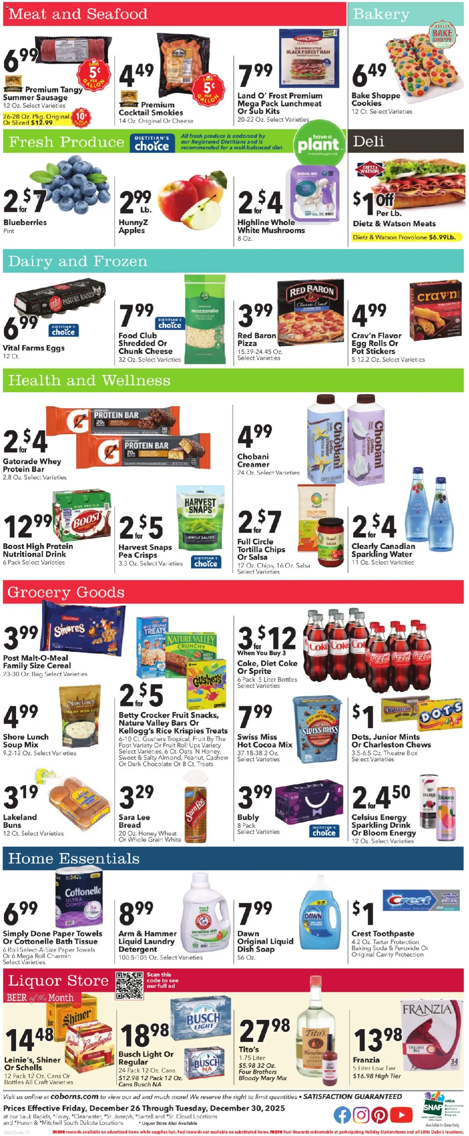 Coborn's Weekly Ad - valid from 26.12.2025 | Page: 2 | Products: Mushrooms, Cheese, Coffee, Rice