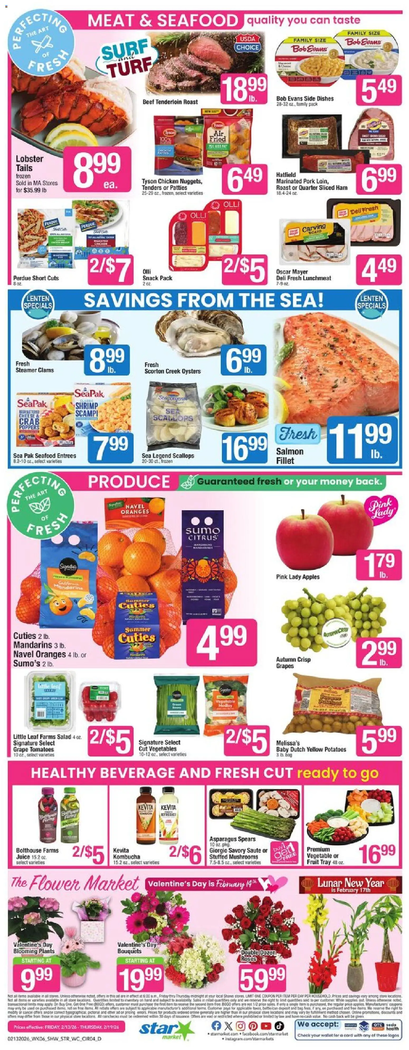 Star Market Weekly Ad - valid from 13.02.2026 | Page: 4 | Products: Asparagus, Mushrooms, Juice, Bag