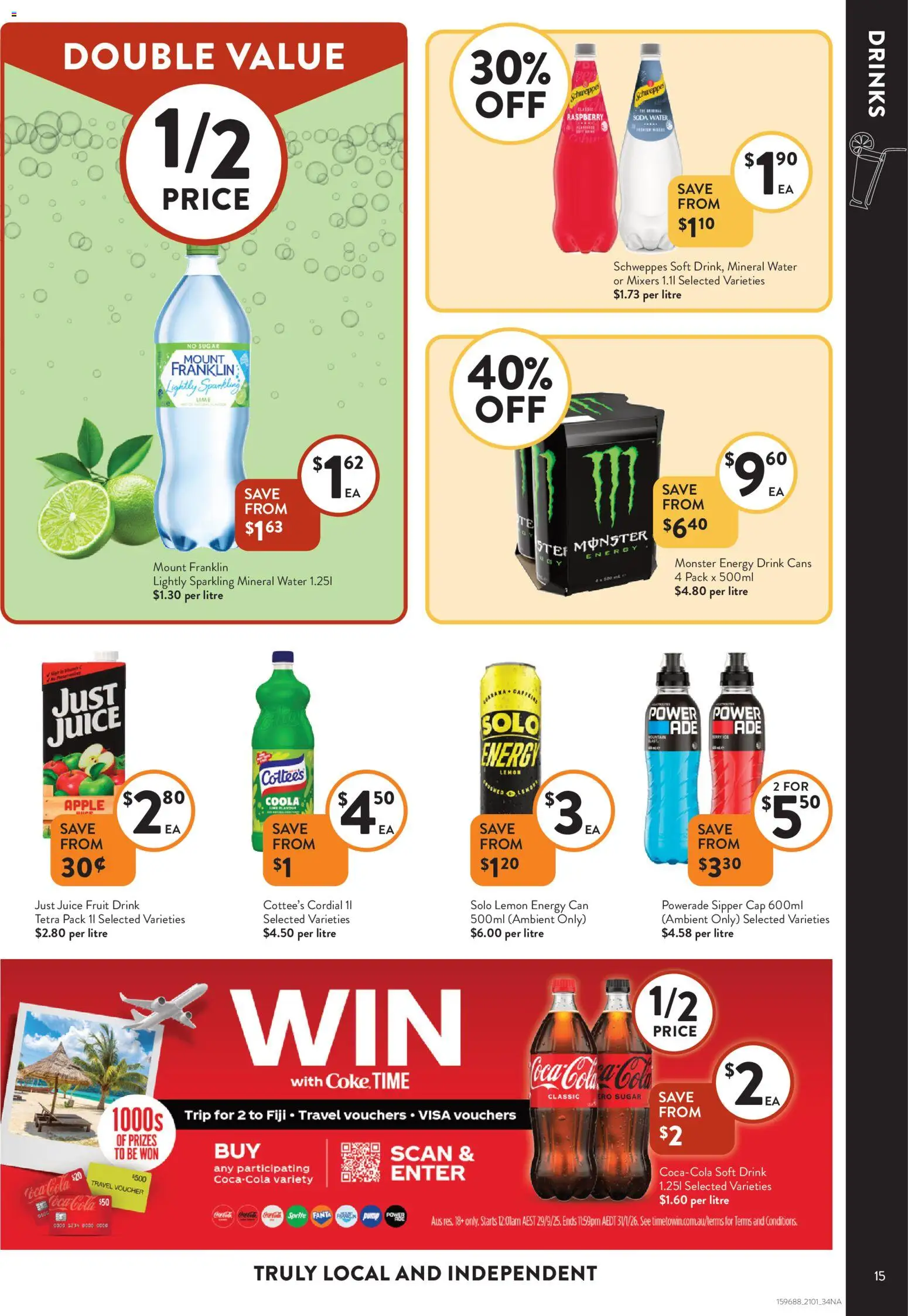 Foodworks catalogue - valid from 14.01.2026 | Page: 15 | Products: Water, Lemon, Lime, Cap