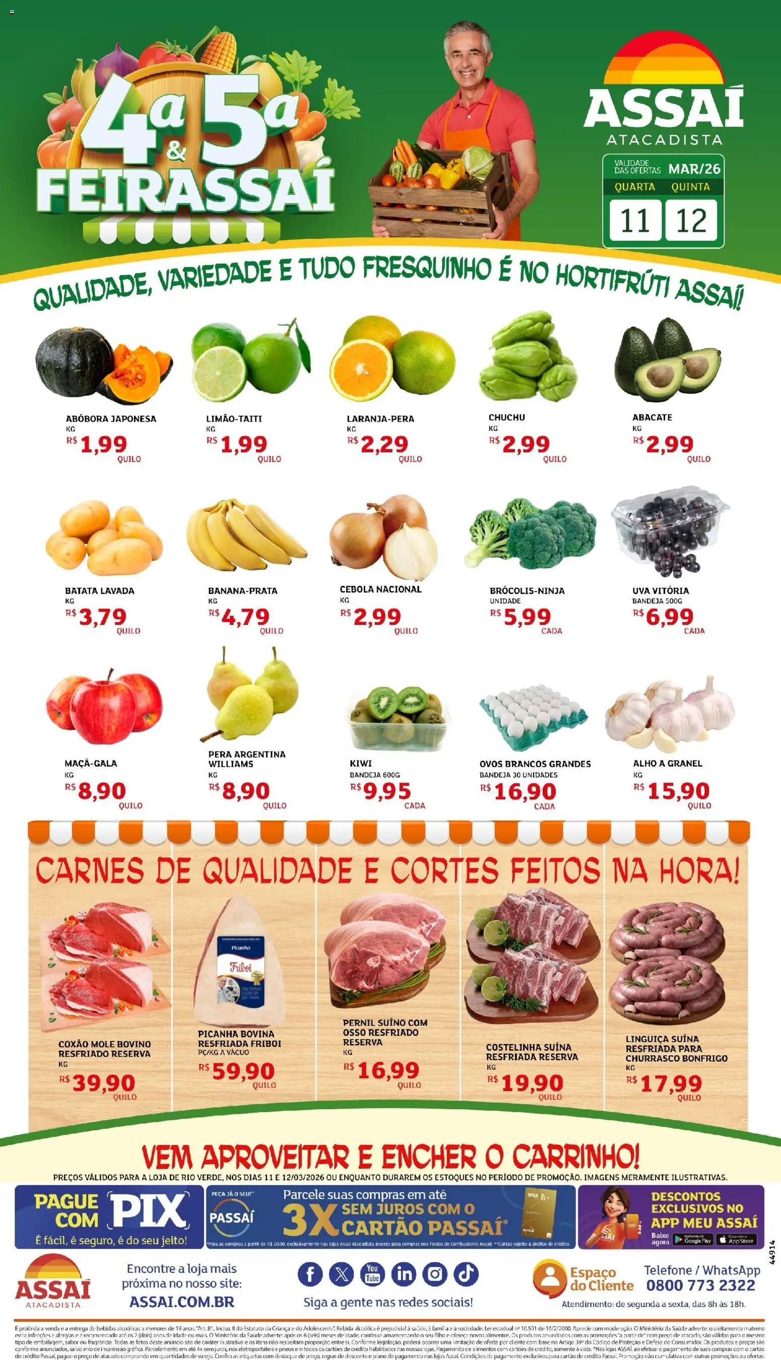 Assaí Atacadista Folheto - válido de 11.03.2026 | Página: 1 | Produtos: Chuchu, Pneus, Bebida, Telefone