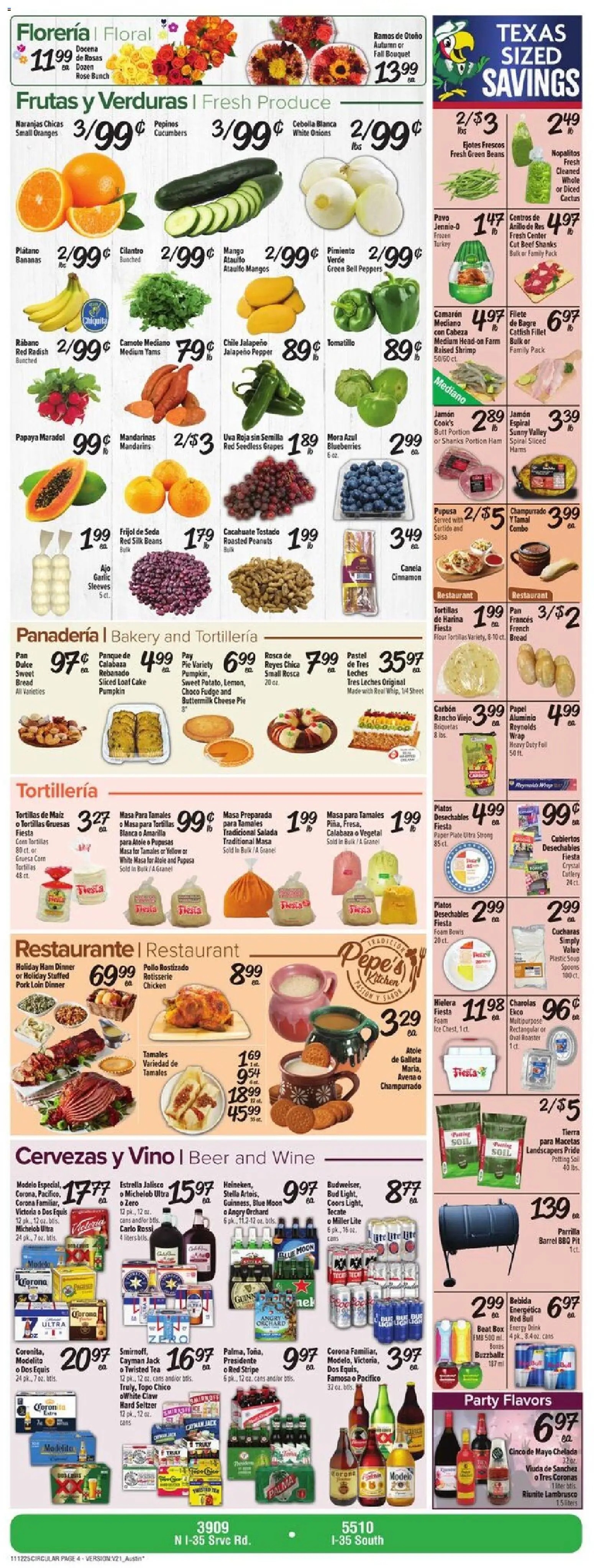 Fiesta Mart Weekly Ad - valid from 12.11.2025 | Page: 4 | Products: Ham, Wine, Oranges, Garlic