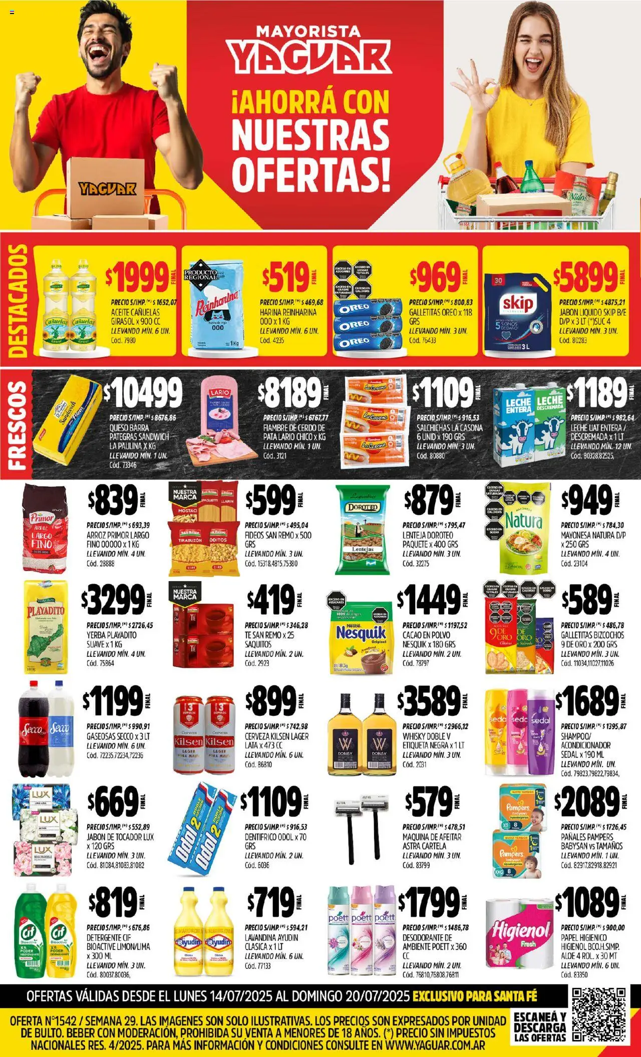Yaguar - Santa Fe │ válido desde el 14.07.2025 | Página: 1 | Productos: Maquina de afeitar, Galletitas, Detergente, Leche