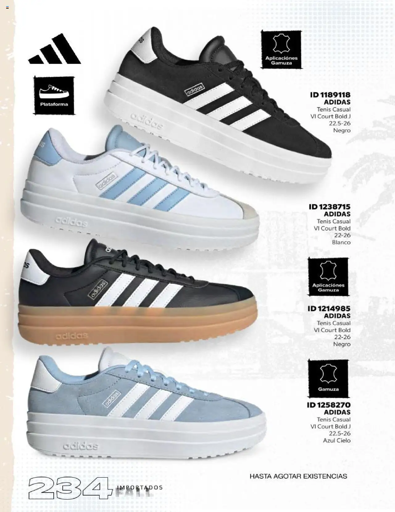 Nuevas ofertas de Price Shoes válidas en toda la República Mexicana desde el 18.10.2025. ¡Encuentra las mejores ofertas en Price Shoes catálogo Fall Importados segunda! | Página: 234 | Productos: Tenis, Gamuza