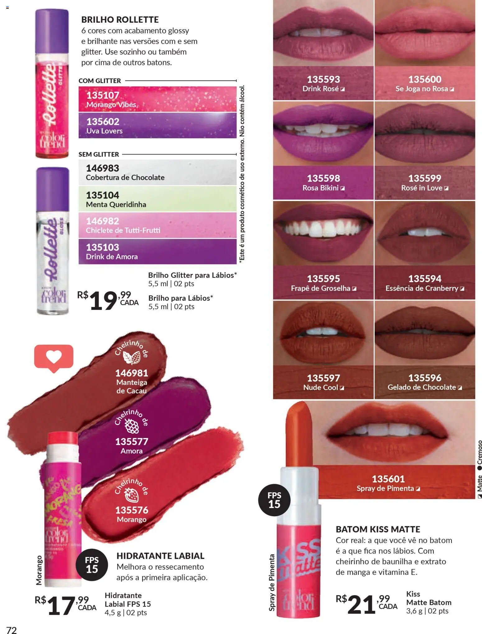 Avon Folheto - válido de 15.01.2026 | Página: 72 | Produtos: Pimenta, Batom, Chocolate, Chiclete