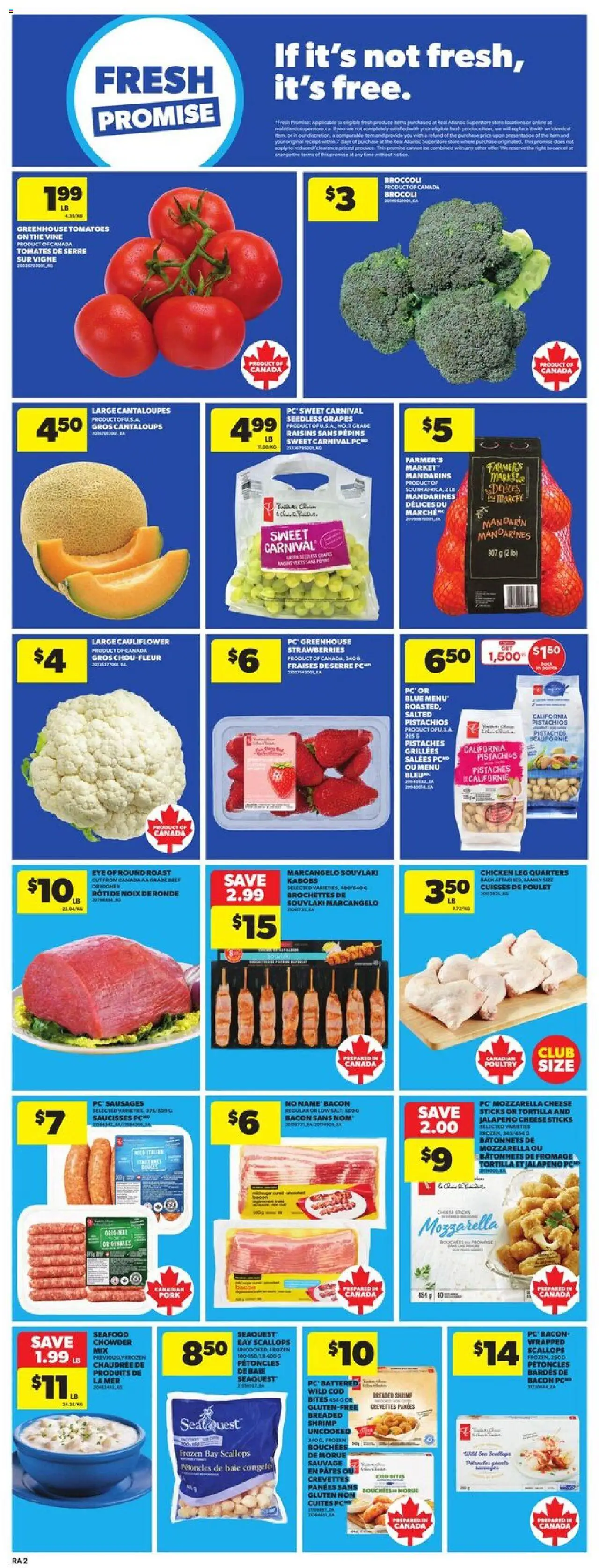 Atlantic Superstore flyer valid from 16.10.2025 | Page: 5 | Products: Strawberries, PC, Cheese, Chicken