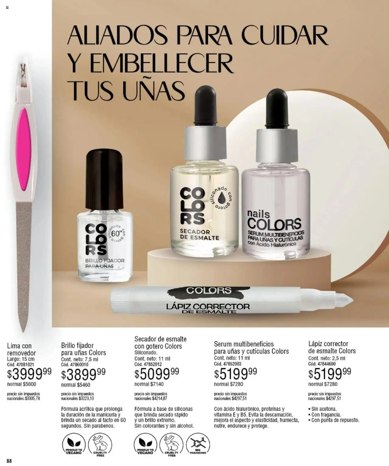 Millanel catálogo │ válido desde el 15.09.2025 | Página: 88 | Productos: Serum, Fijador, Lima, Secador de esmalte