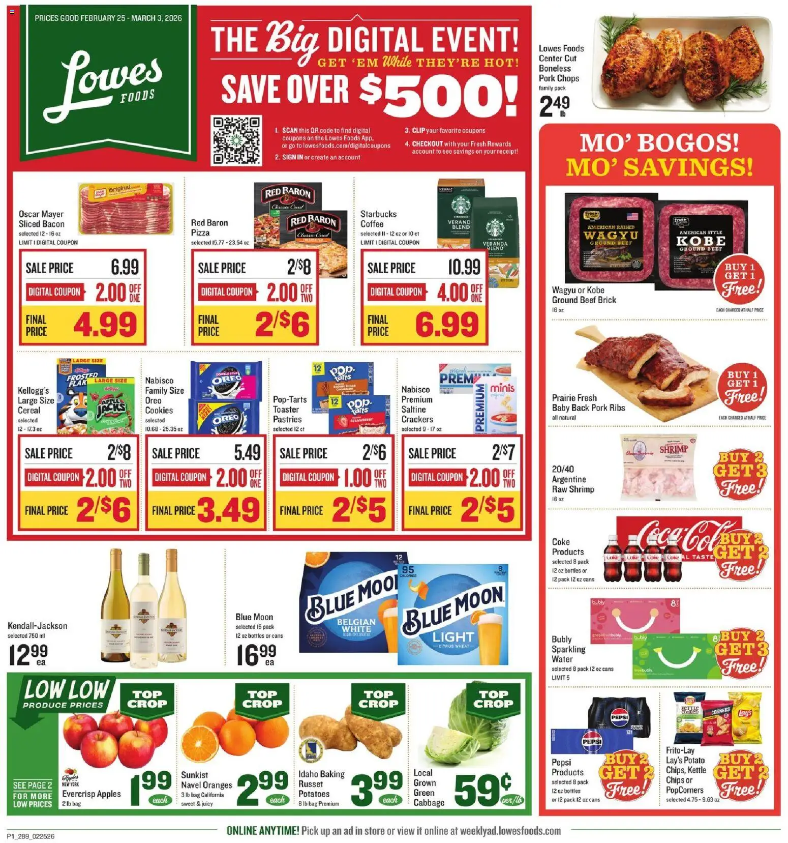 Lowes Foods Weekly Ad - GA - valid from 25.02.2026 | Page: 1 | Products: Oranges, Cookies, Potatoes, Sugar