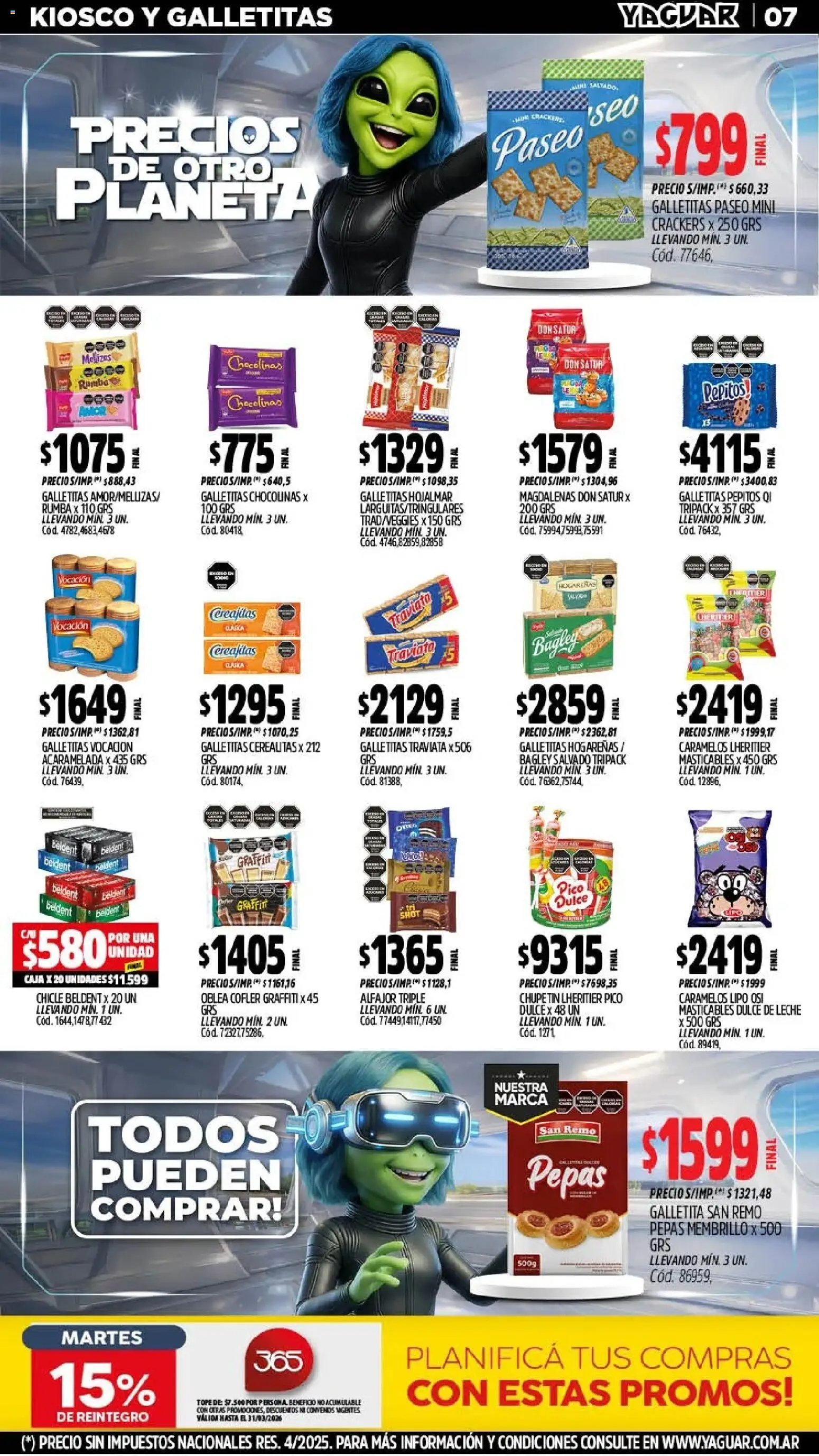 Yaguar - Oferta Semanal Trelew │ válido desde el 11.03.2026 | Página: 11 | Productos: Pico, Galletitas, Dulce de leche, Chicle